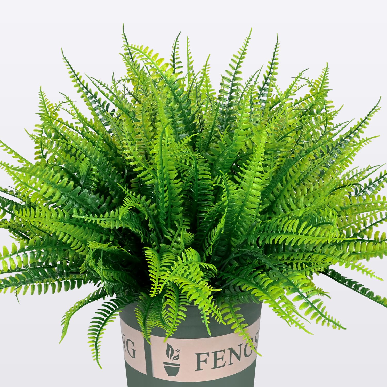 22PCS Artificial Boston Fern Plants for Outdoor & Indoor Use - UV Resistant Fake Greenery Stems for Large Planters, Patio, Front Porch, Home and Office Decor - Perfect for Balcony, Wedding & Party Decoration