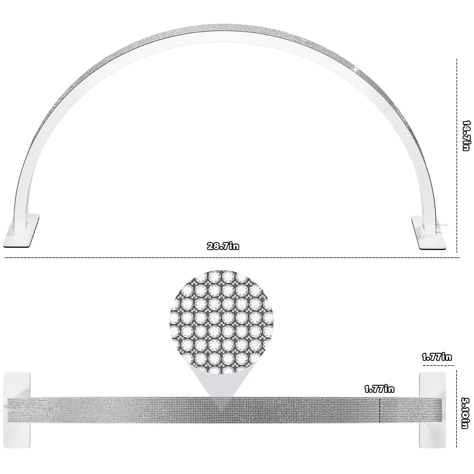 Professional 34W LED Half Moon Light for Nail Desk - 3 Lighting Modes, White - Perfect for Manicure Technicians & Salon Lighting Solutions