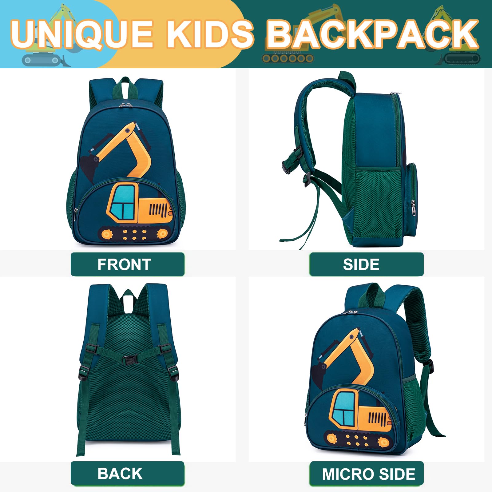 LOIDOU 15 Inch Toddler Backpack for Boys & Girls - Lightweight Kids School Backpack for Preschool, Kindergarten, Daycare & Travel - Adjustable Chest Strap - Perfect Book Bag for Ages 3-8 (Great for School, Field Trips & Family Outings)