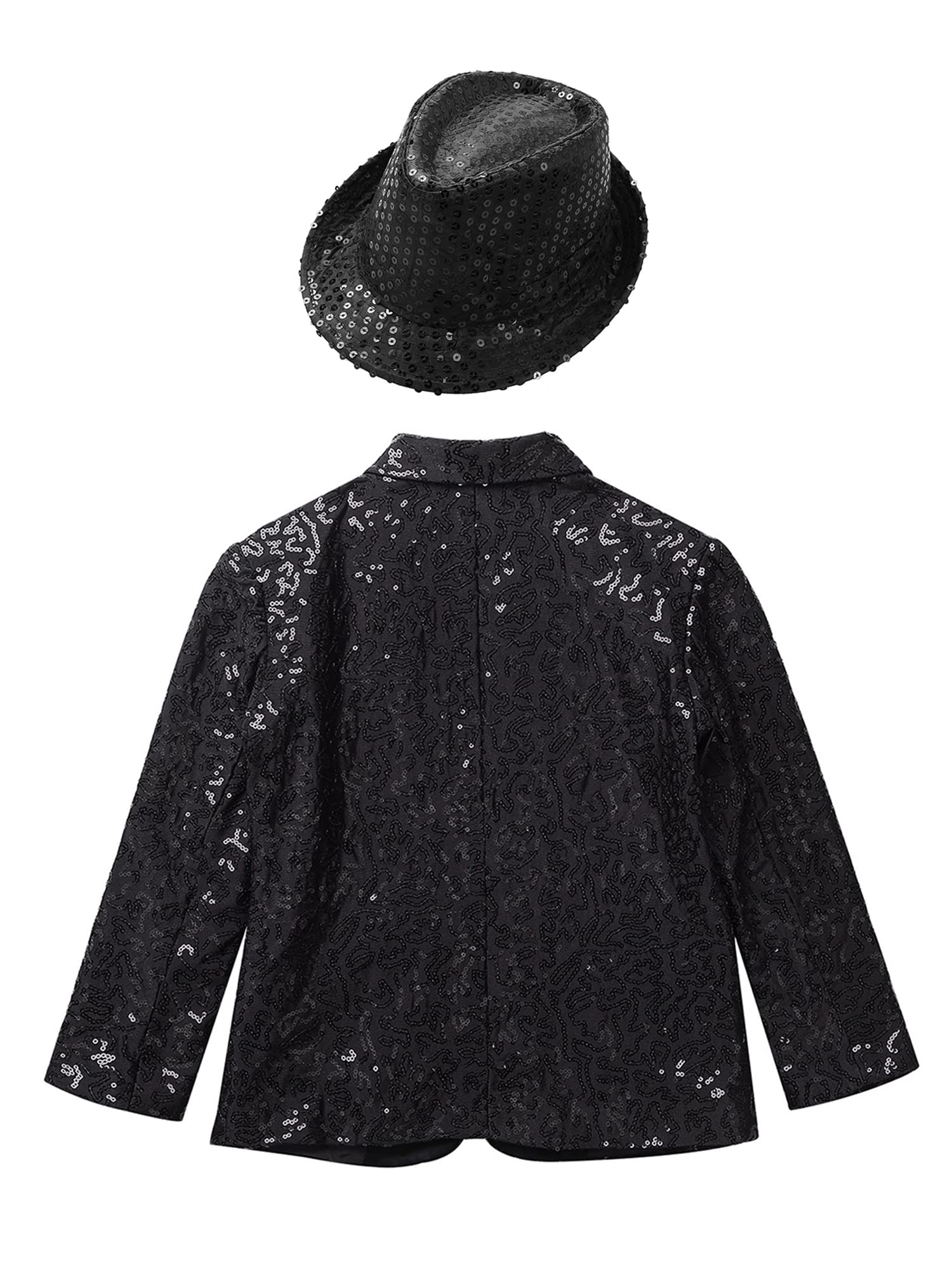 Sparkle Boys Blazer Suit with Hat - Kids Formal Tuxedo for Wedding, Prom, Party & Dinner - Elegant Sequin Jacket for Special Occasions