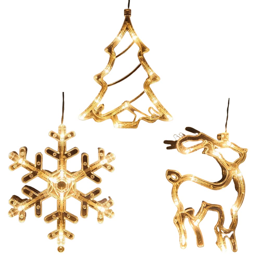 Bticx LED Christmas Window Lights with Suction Cups - Battery Operated Holiday Chandelier Lamp for Indoor Decor - Perfect for Christmas Tree, Fireplace & Home Decoration