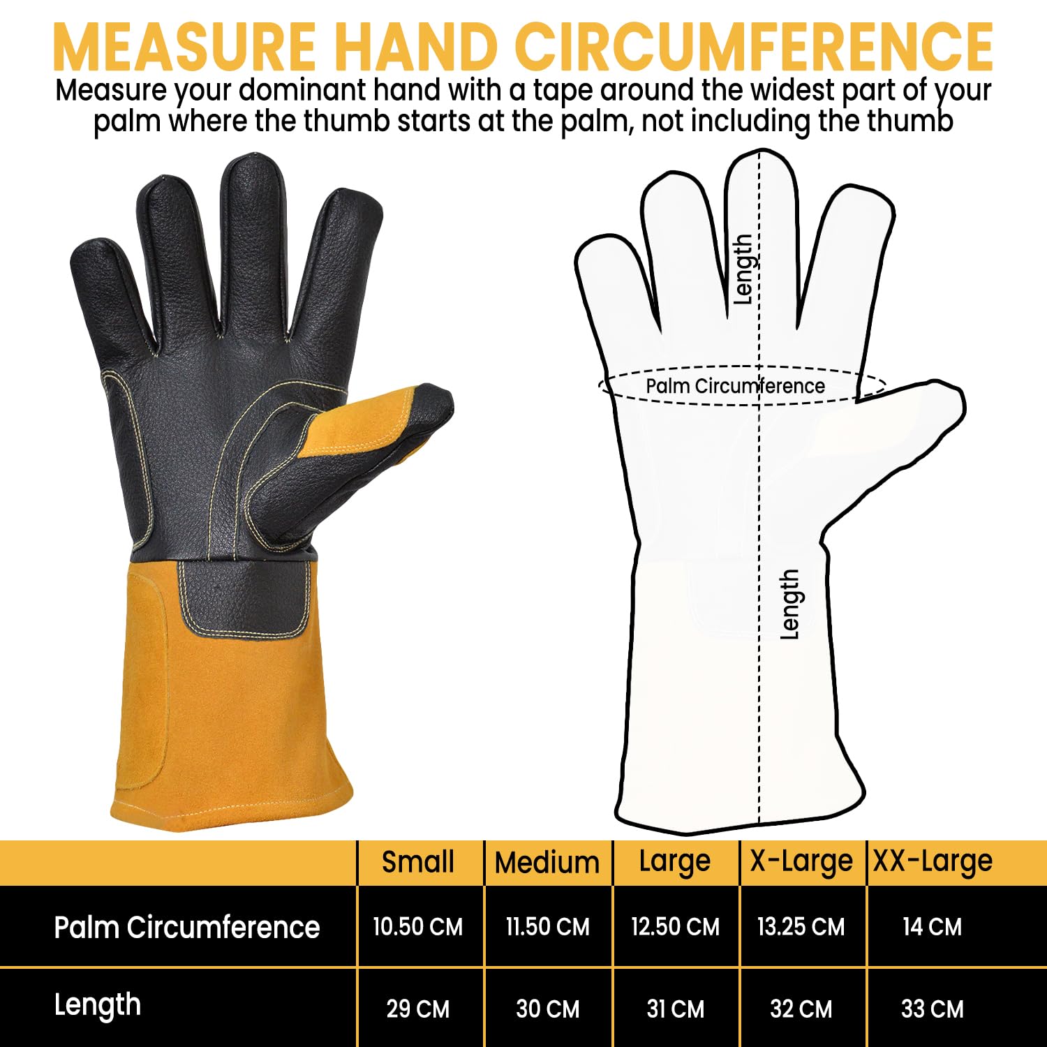13 Inch Heat & Fire Resistant Leather Welding Gloves - MIG, Forge, Stick, BBQ & Grill Safety Gloves with Kevlar Stitching for Welders & Outdoor Cooking