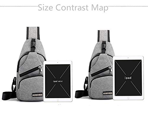 Men's Oxford Shoulder Backpack - Crossbody Sling Bag with USB Charging Port for Urban Travel, Outdoor & Daily Use - Lightweight Casual Chest Bag (Gray) - Perfect for Commuting, Hiking & Weekend Getaways