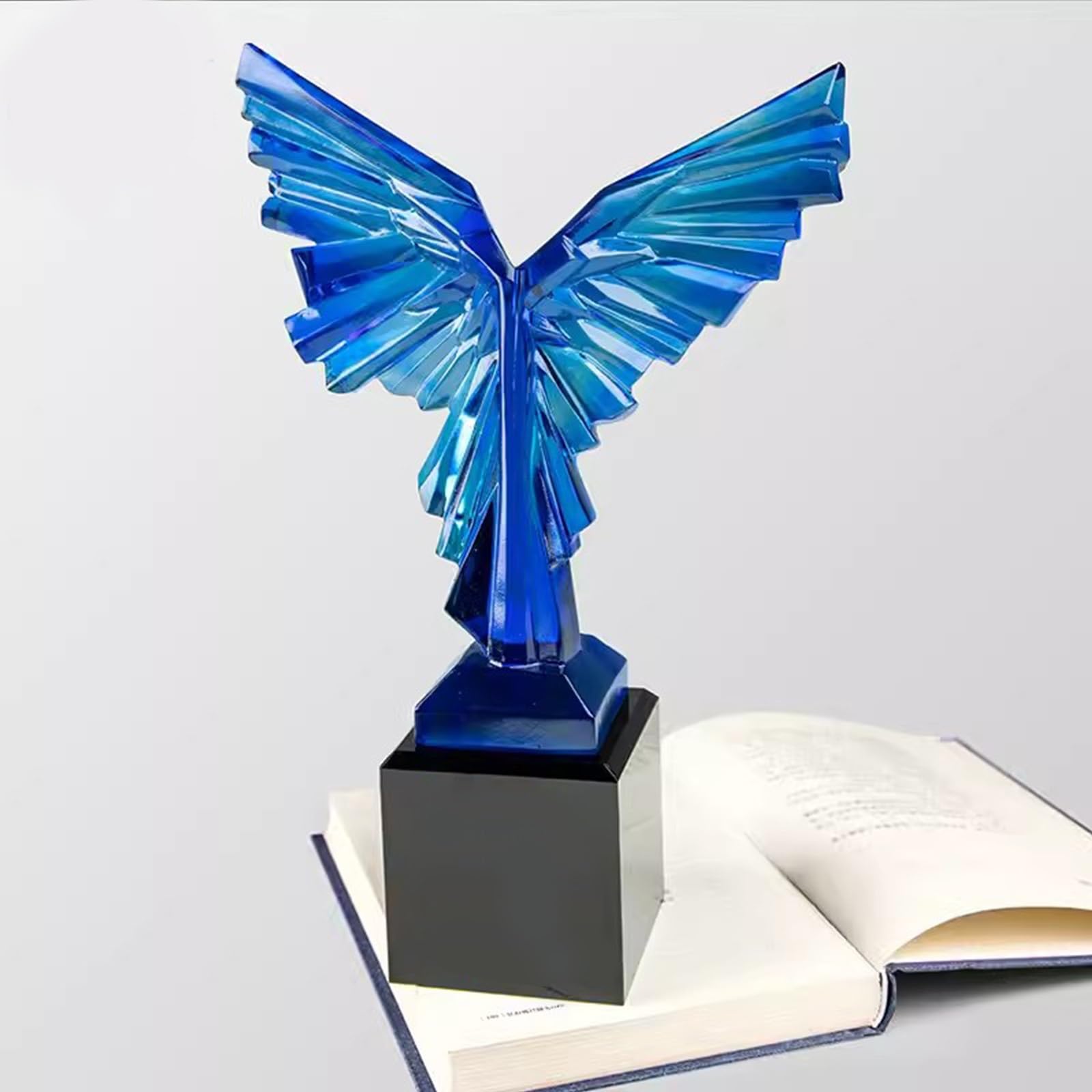 Blue Glass Trophy for Annual Meeting & Employee Awards - Outstanding Employee Recognition, Team Achievement & Office Decor Souvenir | Perfect for Corporate Events, Ceremonies & Office Decorations