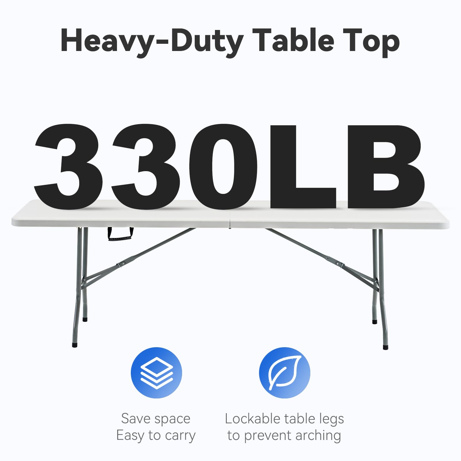 Nazhura 8 Foot Foldable Table - Heavy Duty & Portable Folding Table for Dining, Picnics, Parties | Sturdy Outdoor & Indoor Use for Events, Camping, BBQs, and Home Gatherings