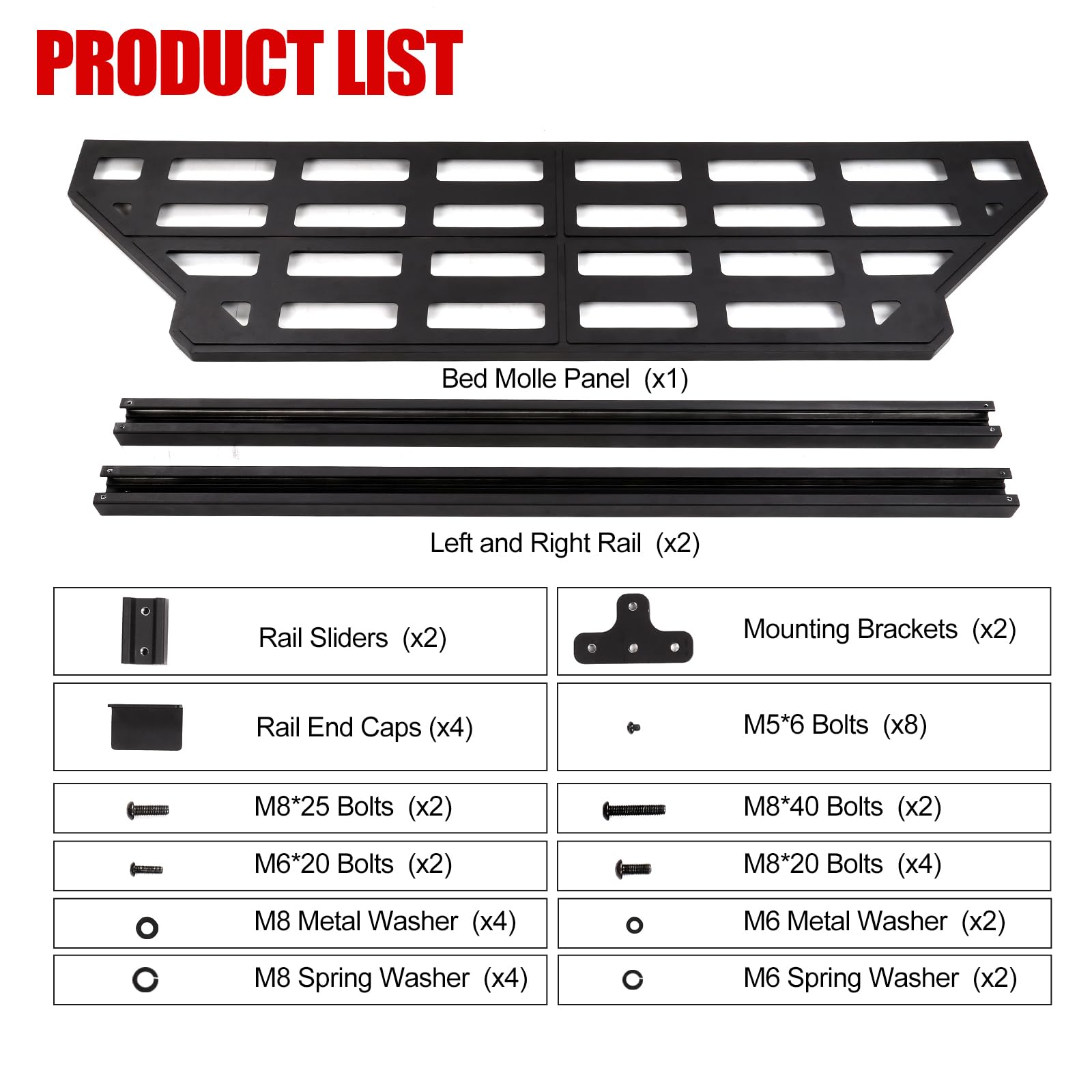 Mabett Truck Bed Divider with Bed Side Rails for Ford Maverick 2022-2025 | Cargo Organizer & Molle Panel Accessories | Enhanced Storage for XL & XLT Models | Perfect for Camping, Work Tools & Outdoor Gear Organization