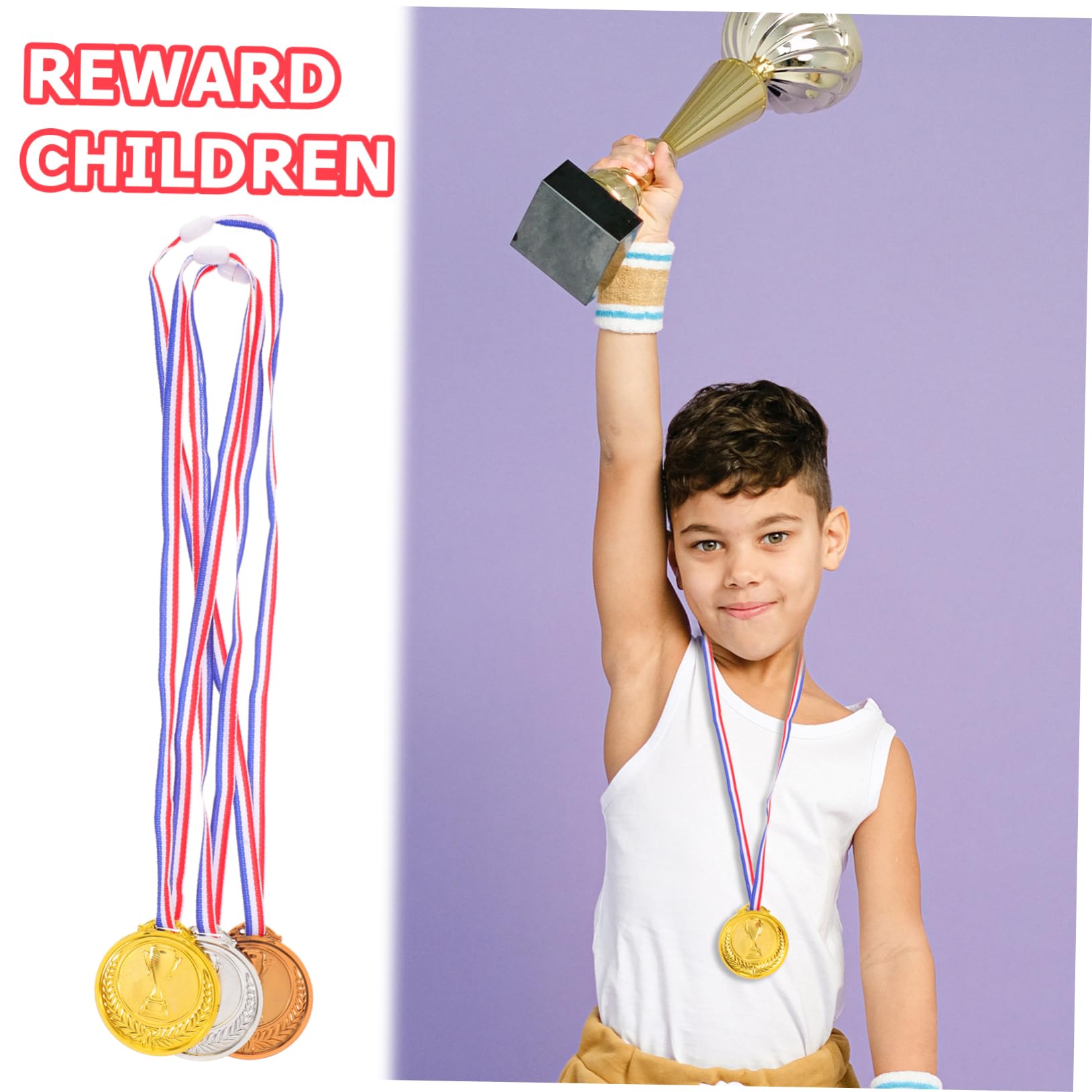 GAROZATION Kids Sports Medals - 12 Pack Plastic Basketball & Soccer Awards for Children - Perfect for Tournaments, School Events & Birthday Parties