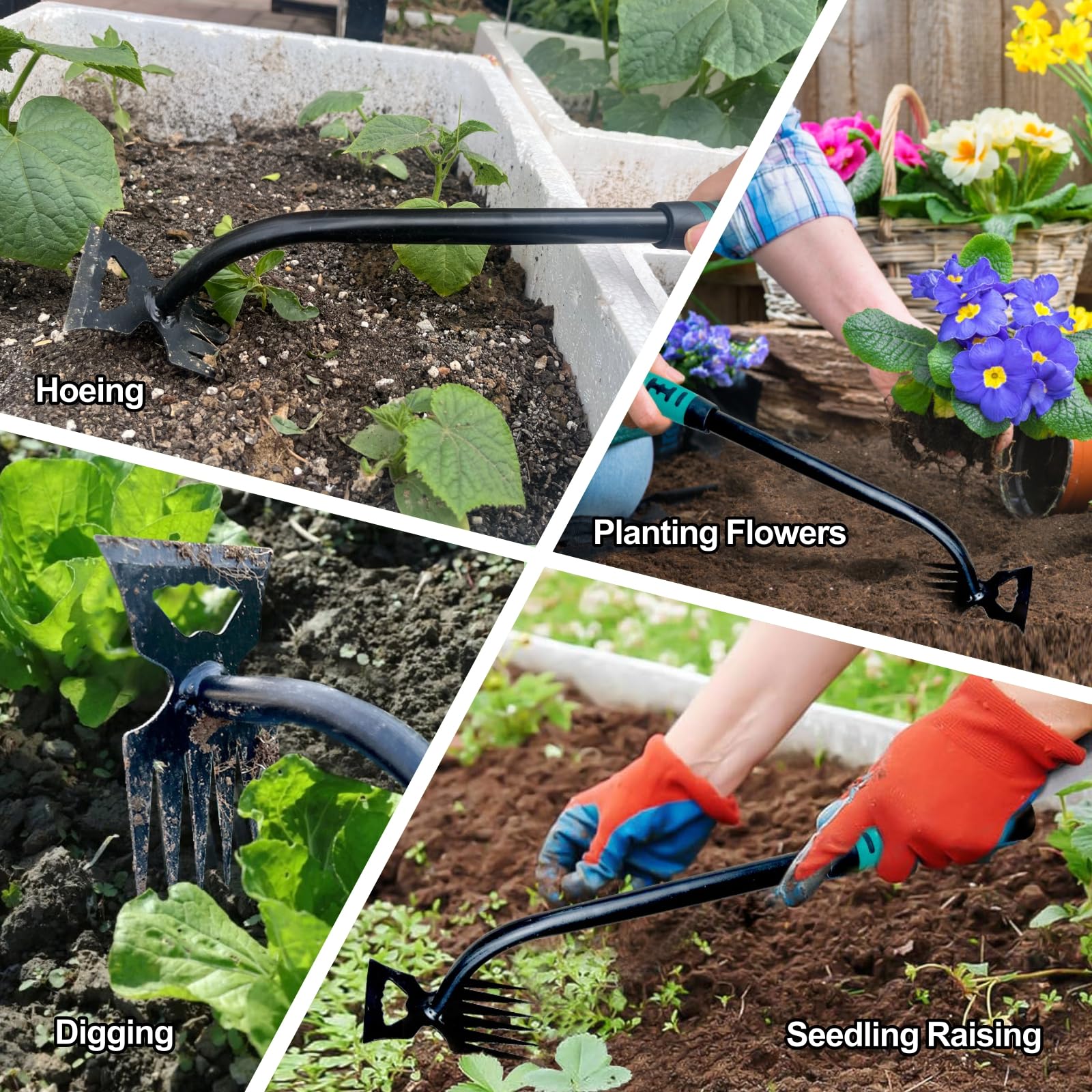 2025 New 2-Pack Manganese Steel Weed Puller Tool - 6 Teeth Dual Purpose Manual Weeding Tool for Garden & Yard | Durable Hand Weeder for Efficient Weed Removal | Perfect for Lawn Care, Flower Beds & Vegetable Gardens