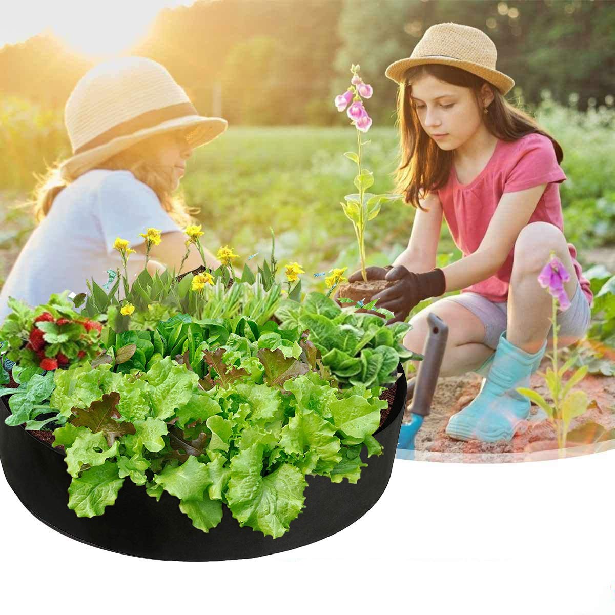 **50 Gallon Large Fabric Raised Planting Bed - Breathable Round Garden Grow Bag for Herbs, Flowers & Vegetables | Durable Black Planter Pot for Outdoor & Indoor Gardening (1 Pack)**