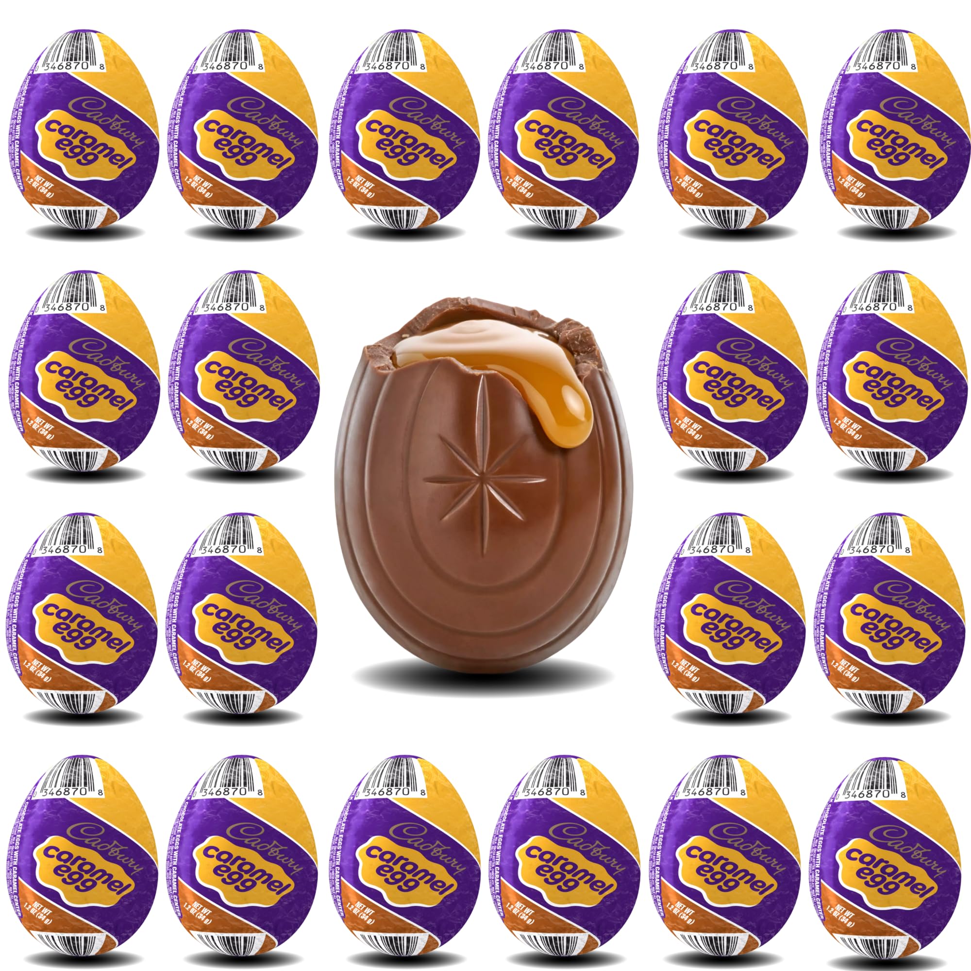 Cadbury Eggs Caramel Easter Egg Milk Chocolate Candy - Individually Wrapped 1.2oz (24 Pack) - Perfect for Easter Baskets, Egg Hunts & Holiday Gifts - Delicious Chocolate Treats for Parties, Office Snacks & Family Celebrations