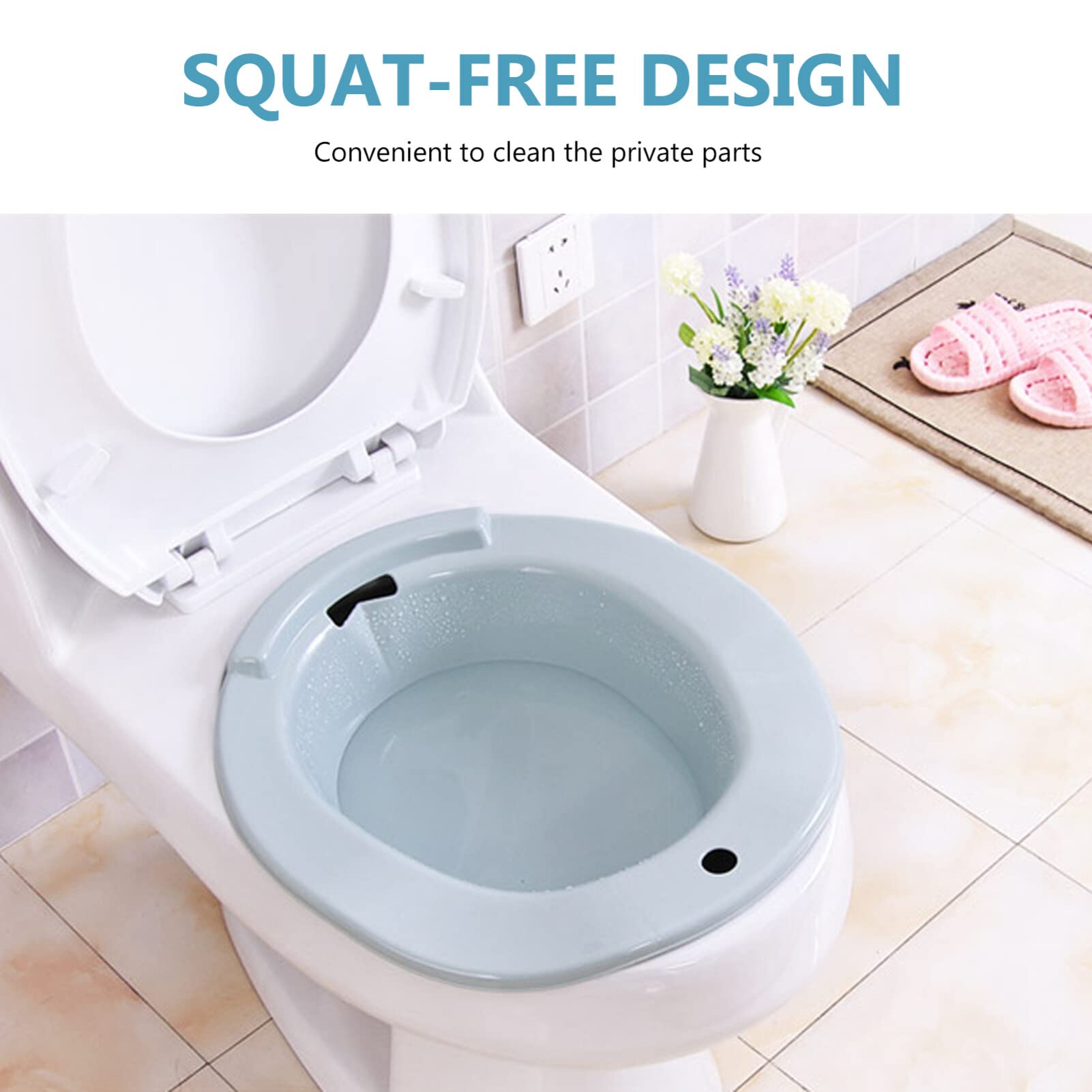 Portable Sitz Bath for Toilet Seat - Postpartum Care & Hemorrhoid Relief Soaking Tub - Ideal for Pregnant Women, Elderly & Post-Surgery Recovery - Blue Wash Basin (Perfect for Postpartum Healing, Hemorrhoid Treatment & Personal Hygiene Care)