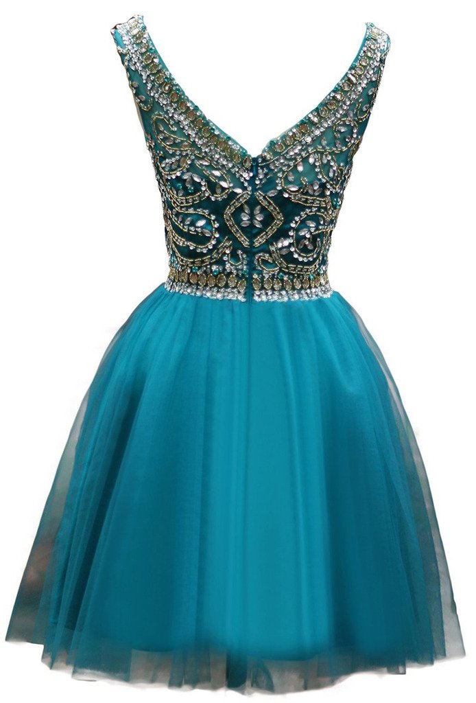 Elegant Women's Short High Neck Beaded Tulle Cocktail Dress for Party, Homecoming, Prom, Wedding Guest - Perfect for Evening Events & Special Occasions