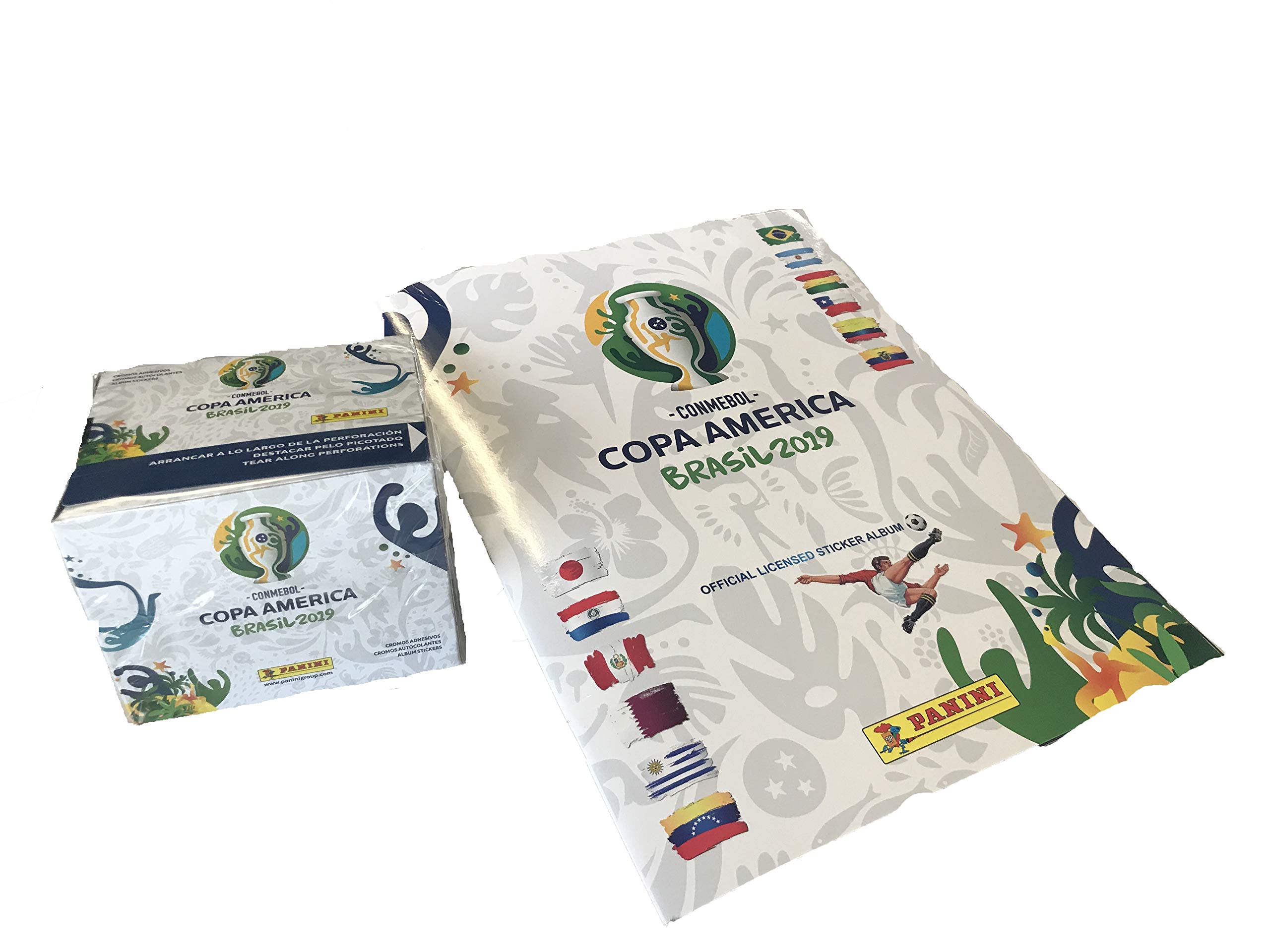 2019 Copa America Brazil Sticker Bundle - 50 Pack Box & Sticker Album for Soccer Fans & Collectors | Perfect for Scrapbooking, Team Support & Memorabilia Collection