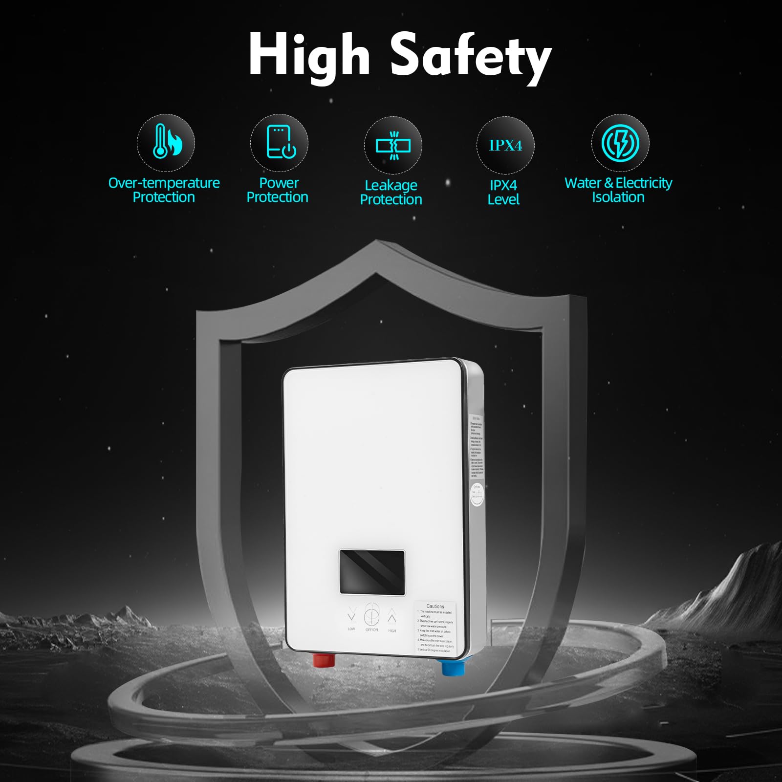 4500W Electric Tankless Water Heater with LED Display - Instant On-Demand Hot Water System for Shower, Kitchen & Bathroom - Compact Mini Design for Small Spaces & Energy Efficient Home Use