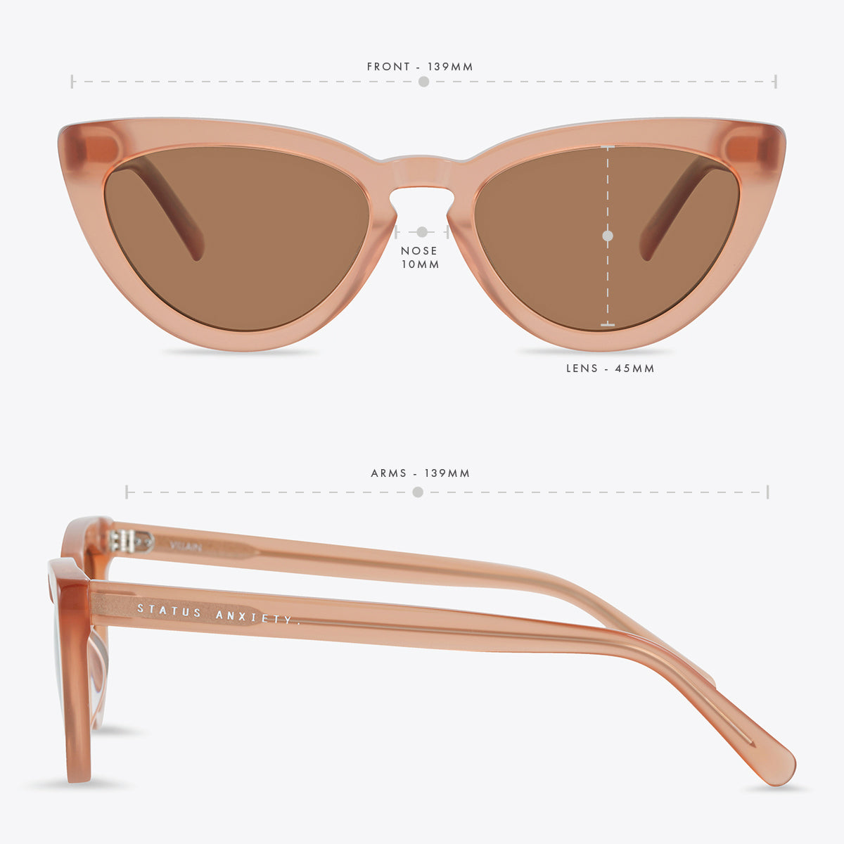 Villain Sunglasses for Women - Stylish Rose Gold Frame UV Protection - Perfect for Outdoor Activities, Beach, and Fashion
