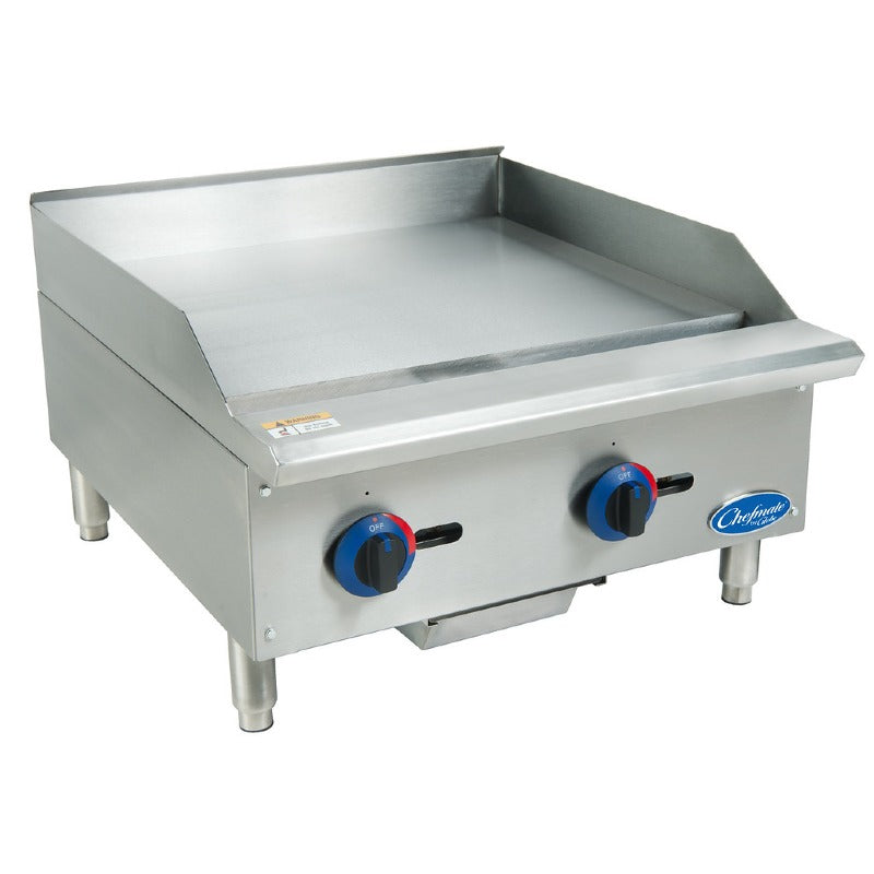 Globe C24GG Chefmate 24-Inch Commercial Gas Griddle - Heavy Duty Stainless Steel Flat Top Grill for Restaurants, Diners & Outdoor Cooking - Perfect for Pancakes, Burgers & Breakfast Foods