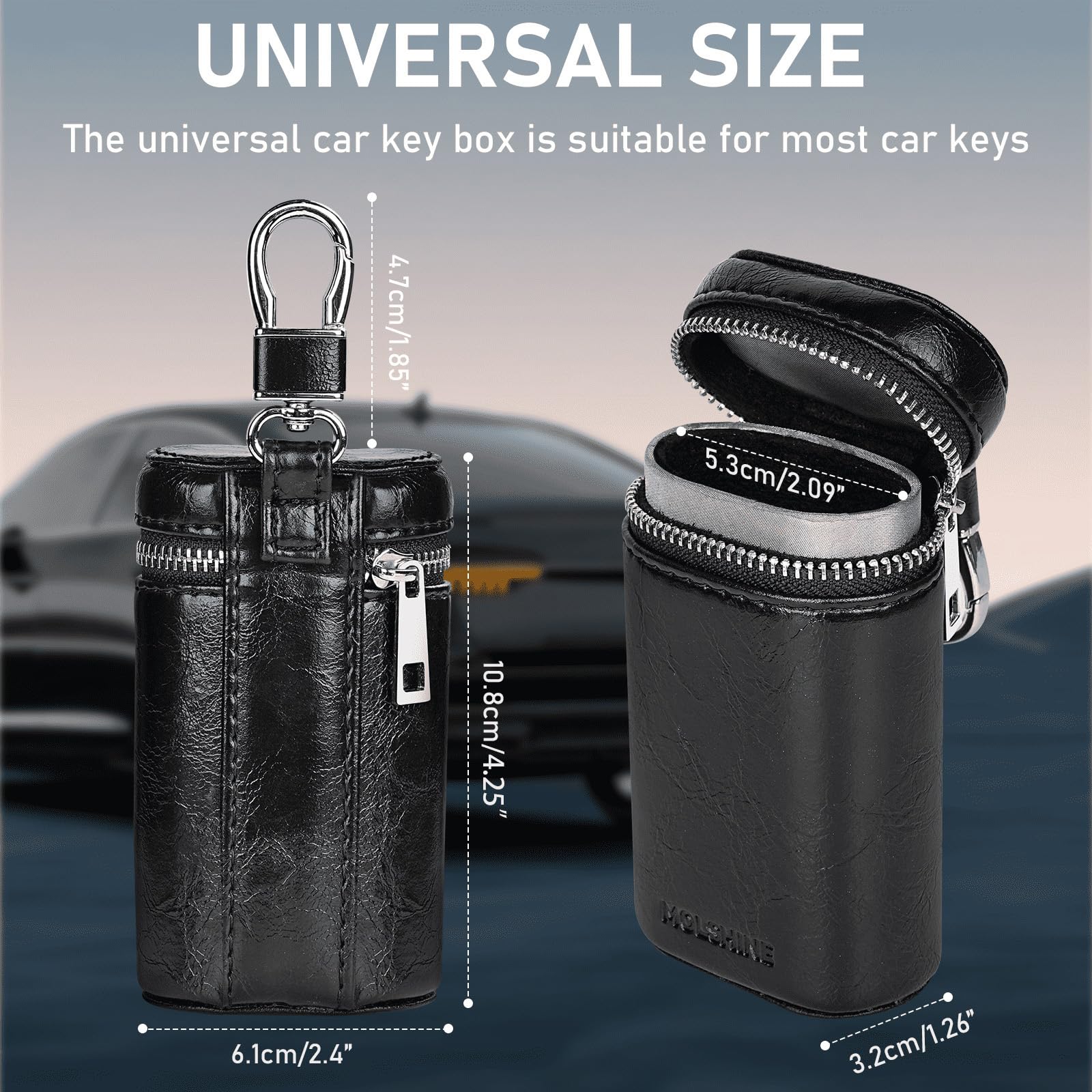 Premium Universal Leather Faraday Car Key Case - RFID Signal Blocking Key Fob Protector | Anti-Theft Key Pouch for Car Security | Anti-Hacking Signal Blocker for Keyless Entry Vehicles (Black) - Perfect for Parking Lots, Travel & Urban Commuting