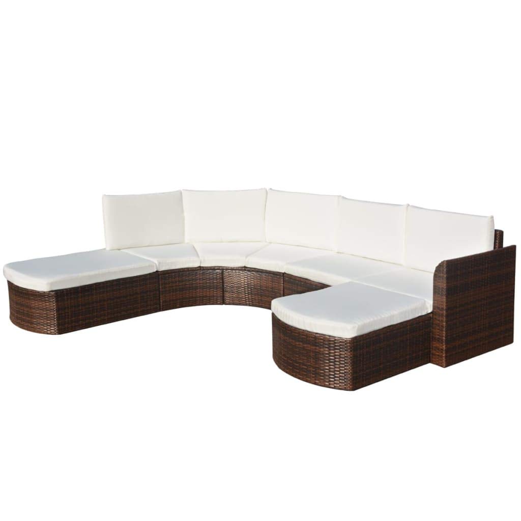 vidaXL 4-Piece Outdoor Patio Furniture Set - Brown Wicker Rattan Sofa with Cushions for Garden, Poolside & Backyard Relaxation