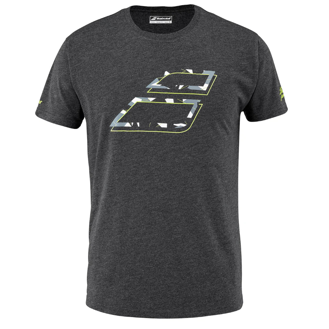 Babolat Aero Cotton Men's T-Shirt - Black Heather | Comfortable Athletic Tennis Tee for Men | Perfect for Casual Wear & Sports Activities