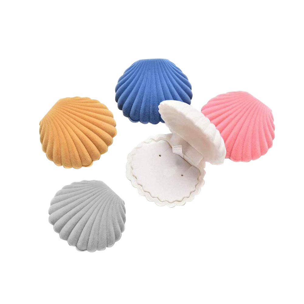 Ximimark 5Pcs Velvet Jewelry Box Set - Elegant Shell Design for Earrings, Rings & Necklaces (5 Colors) - Perfect Gift for Birthdays, Anniversaries & Wedding Jewelry Storage