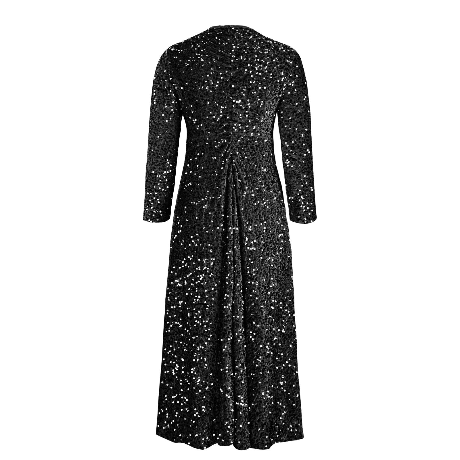 Elegant Sequin Cocktail Dresses for Women - Sparkly Long Sleeve A-Line Evening Gown for Wedding Guest, Party, Prom & Special Occasions | Glitter Formal Dress for Night Out, Holiday Events & Celebrations