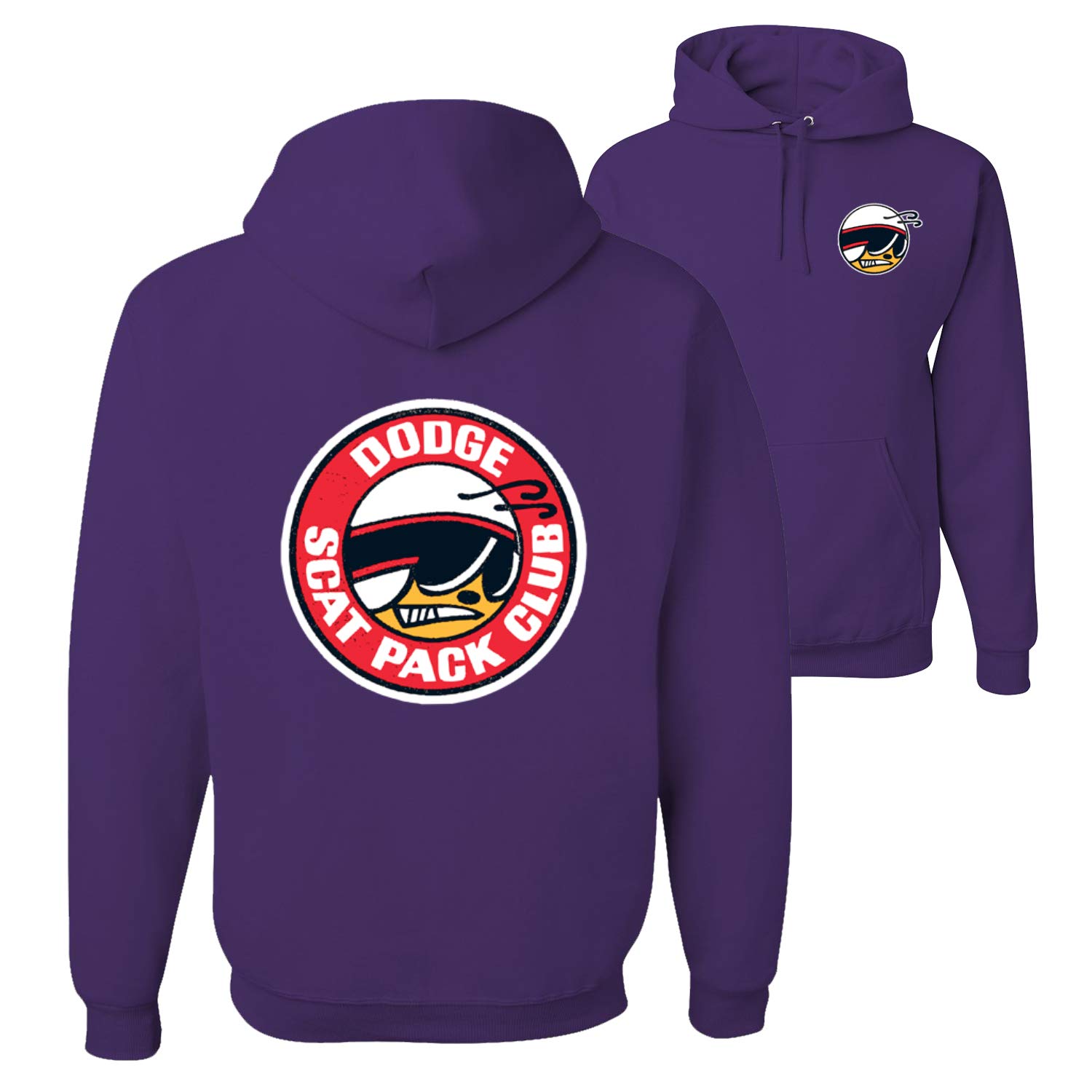 Vintage Dodge Scat Pack Club Logo Graphic Hoodie for Men - Front & Back Print, Cars & Trucks Enthusiast Apparel - Perfect for Casual Wear, Car Shows, and Racing Events