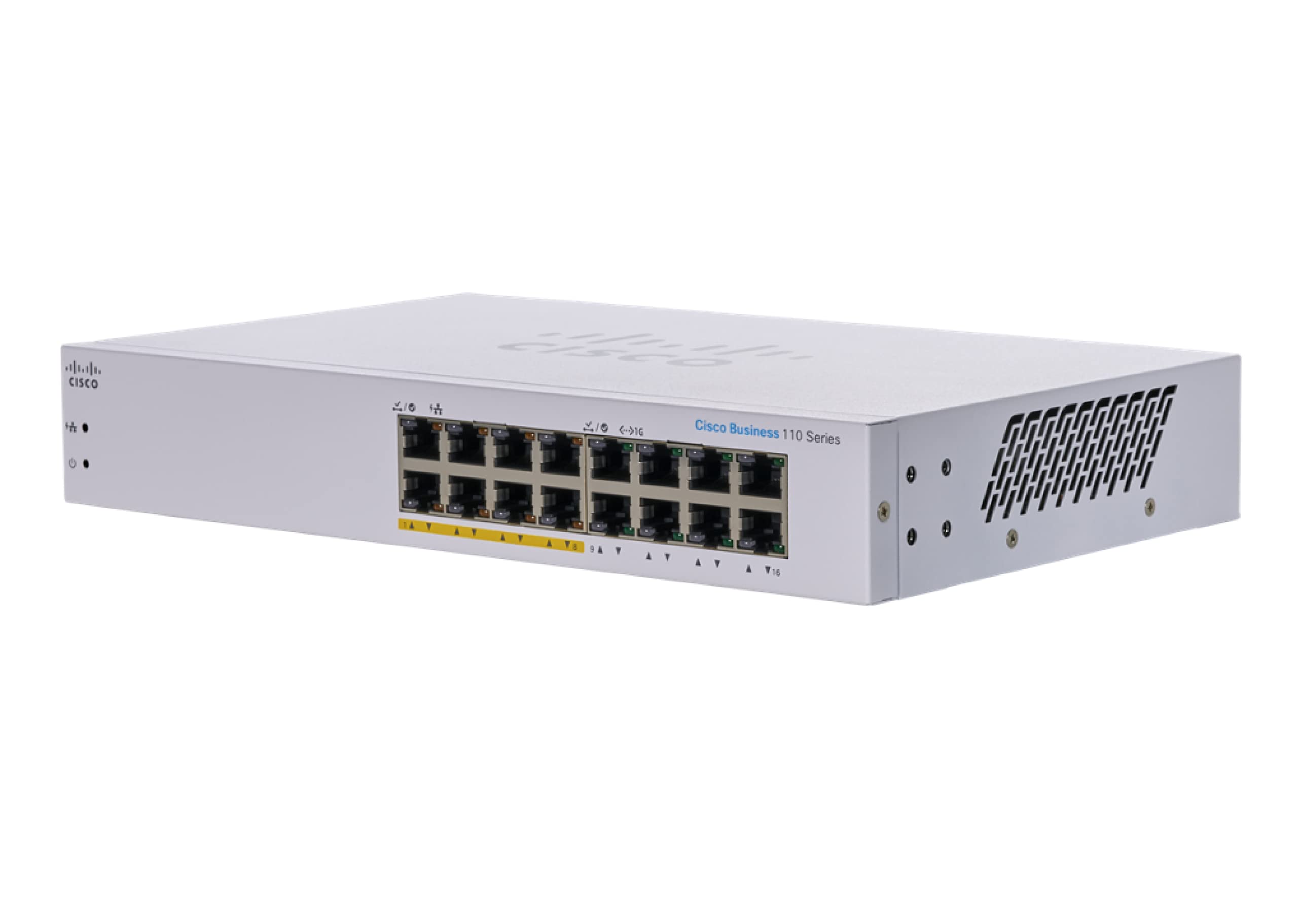 Cisco Business CBS110-16PP 16-Port Gigabit Ethernet Unmanaged Switch with Partial PoE & Limited Lifetime Protection - Ideal for Home Office, Small Business Networks & Smart Home Device Connectivity