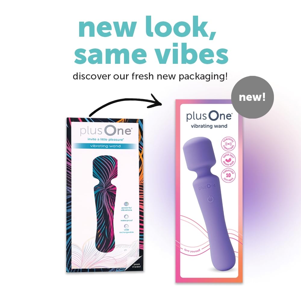 **PlusOne Rechargeable Wand Vibrator - 10 Vibration Modes, Body-Safe Silicone, Waterproof for Solo & Couples Play - Perfect for Muscle Relaxation, Stress Relief & Sensual Massage (Purple)**