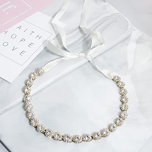 Gold Crystal Wedding Headband - Elegant Bridal Hair Accessories for Women & Girls - Perfect for Weddings, Prom, and Special Occasions