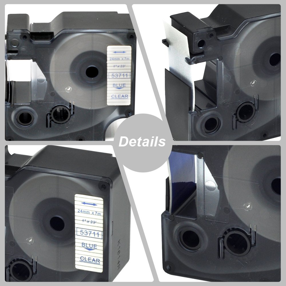 5PK Dymo 53711 Compatible Label Tapes - 1-Inch x 23 Feet Blue on Clear D1 Cartridges for LabelManager 360D, 450D, 500TS - Perfect for Office Organization, Shipping Labels & Inventory Management