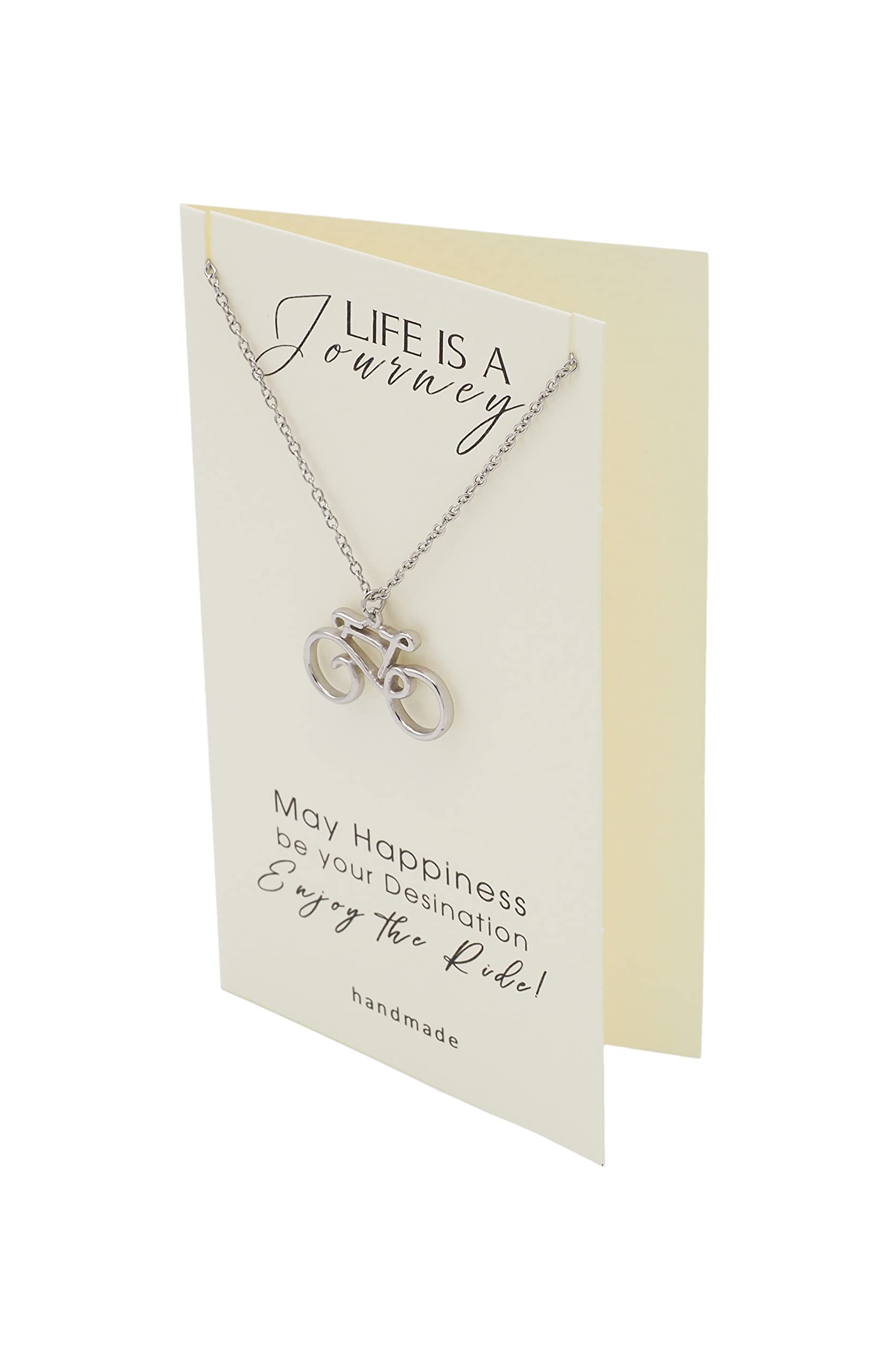 Joyfulle Handmade Bicycle Pendant Necklace for Women - Inspirational Jewelry Gift with Greeting Card - Perfect for Birthday, Anniversary & Graduation - Cycling Enthusiast Gift Idea