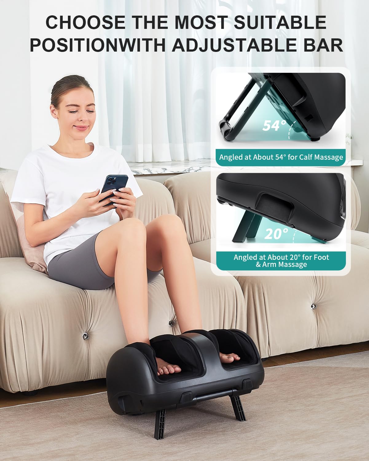 Nekteck Electric Shiatsu Foot Massager with Heat - Deep Kneading, Vibration & Compression for Pain Relief, Improved Circulation - Relax Feet, Calf & Arm Muscles - Smart APP Control - Black | Perfect for Home Use, Office Relaxation & Post-Workout Recovery