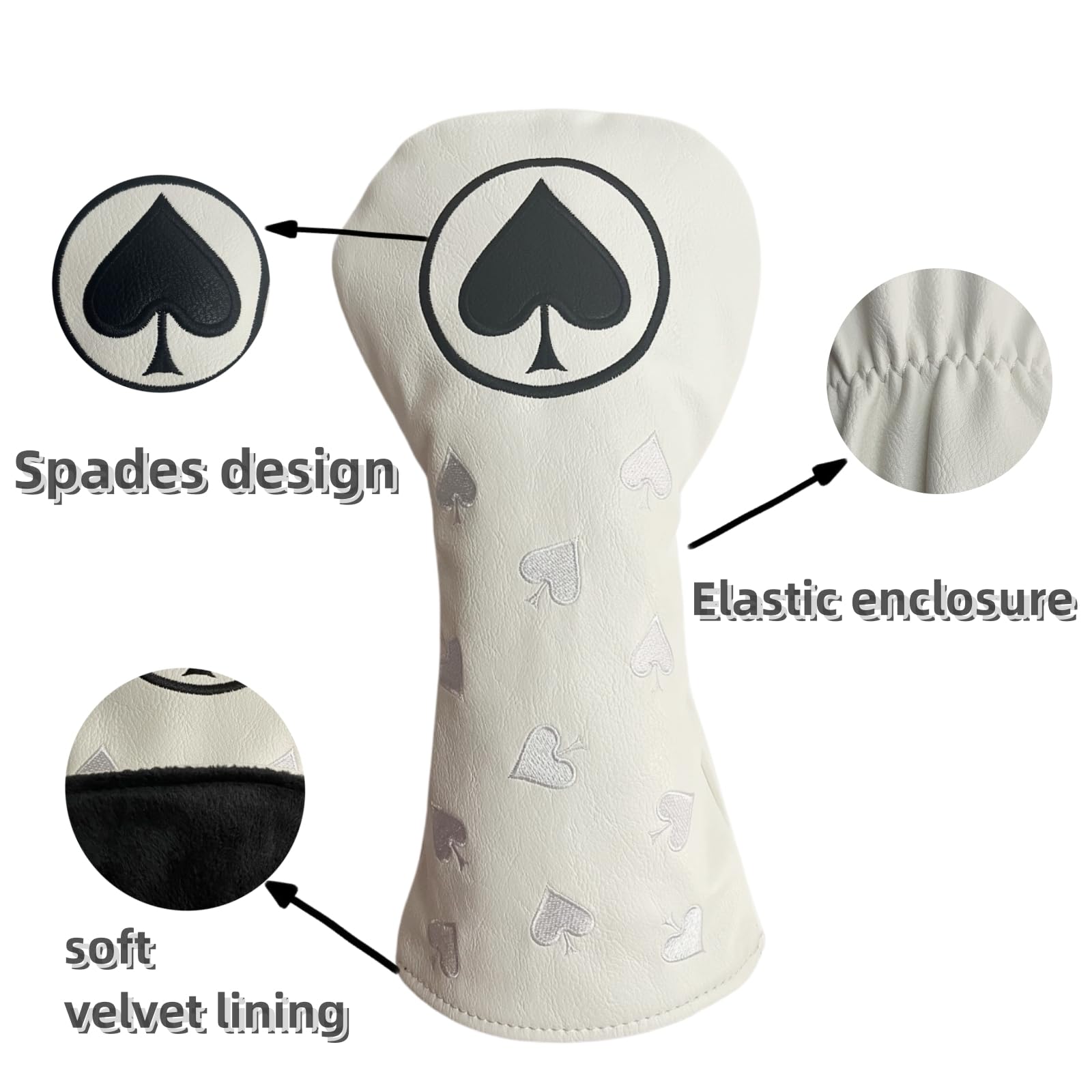 Premium 1pc Golf Driver Headcover or 3pc Golf Headcover Set (Driver, Fairway Wood & Hybrid) - Ace Style White Golf Club Covers - Durable Protection for Golf Clubs - Perfect Golf Gifts for Men - Ideal for Course Play, Practice & Club Storage