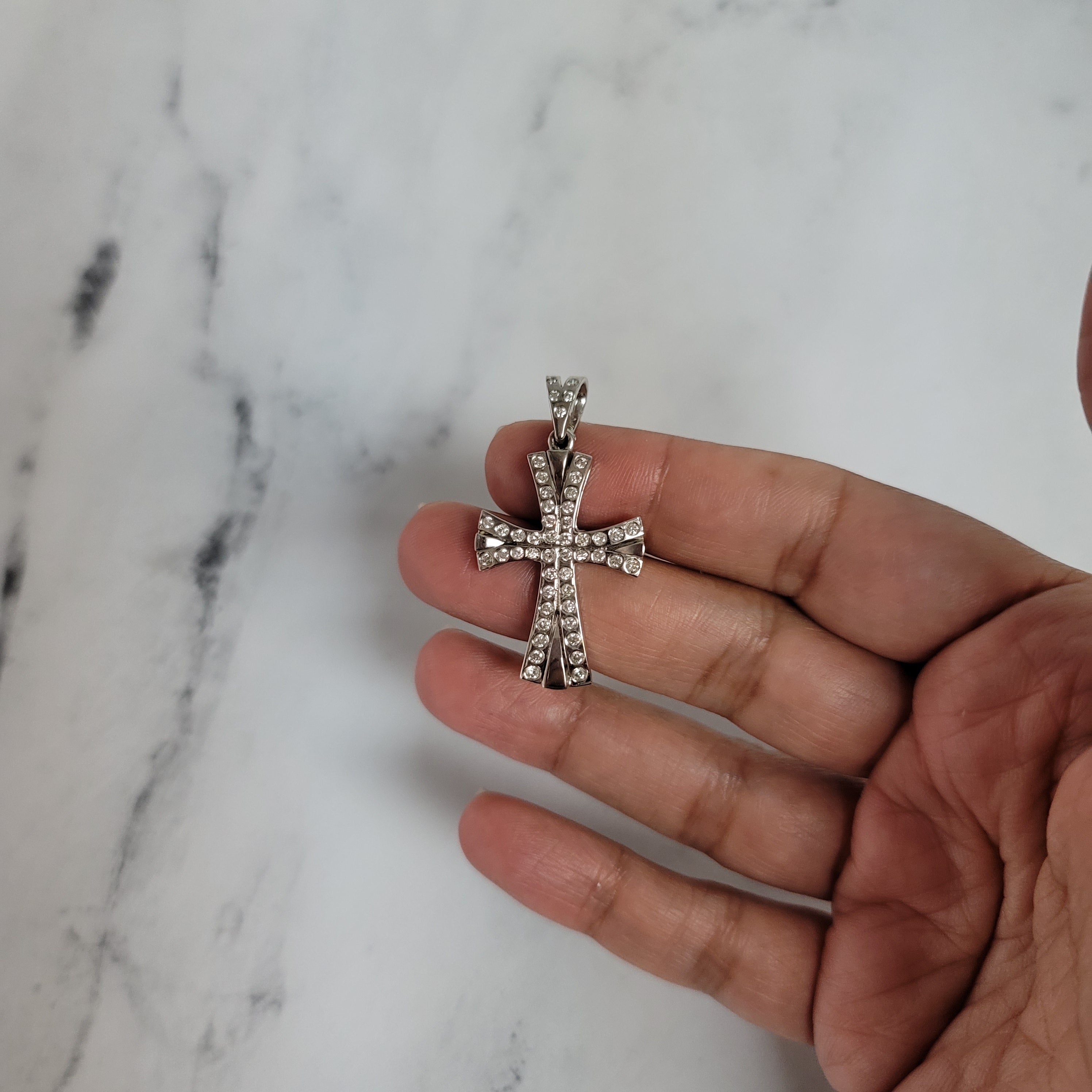 Celtic Irish Diamond Cross Pendant .84cttw 14k White Gold Necklace - Elegant Religious Jewelry for Women, Perfect for Weddings, Baptisms & Special Occasions