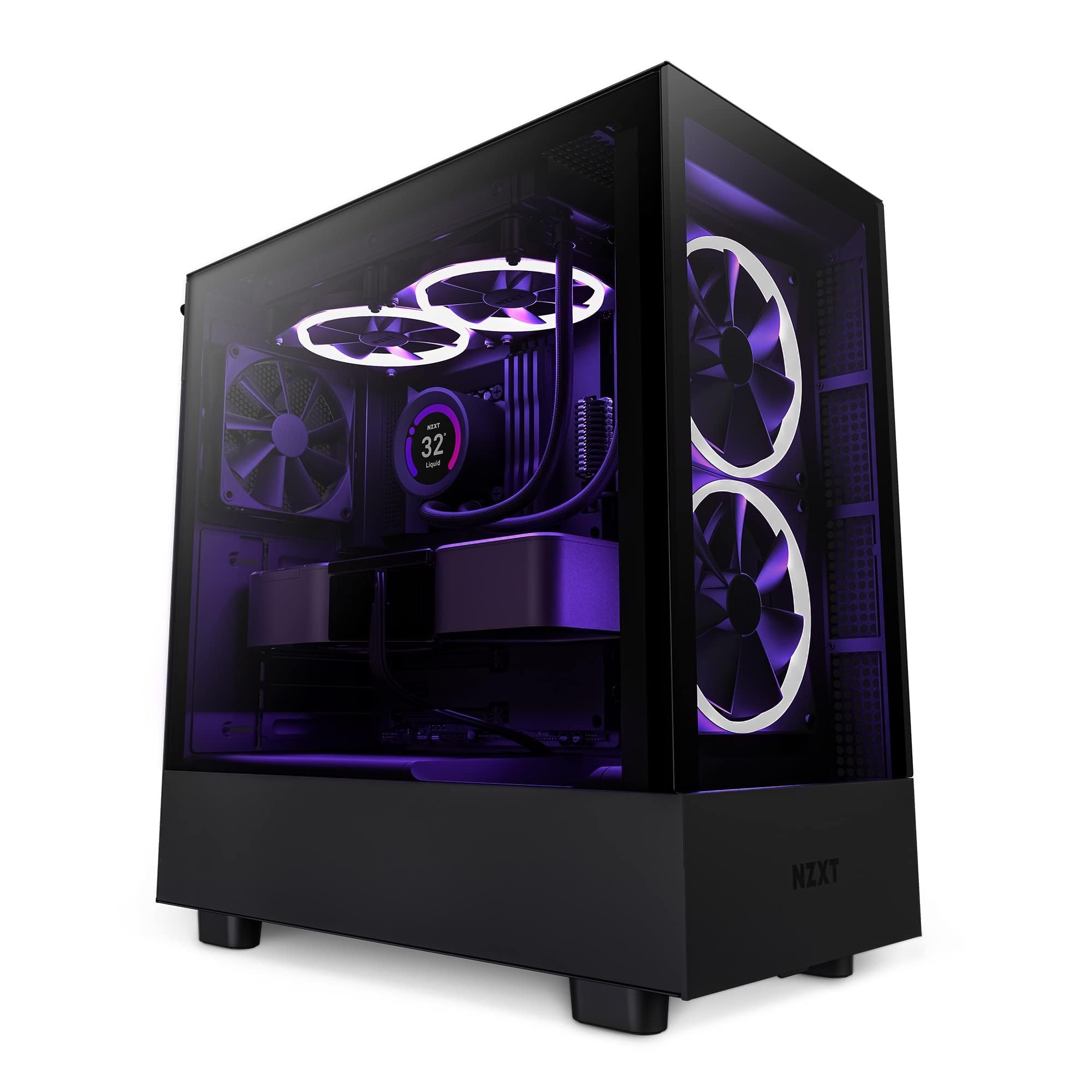 NZXT H5 Elite Compact ATX Mid-Tower PC Gaming Case - Tempered Glass Panels, RGB Lighting & 2x140mm Fans | Perfect for Gaming Rigs & Streaming Setups | Black (CC-H51EB-01)