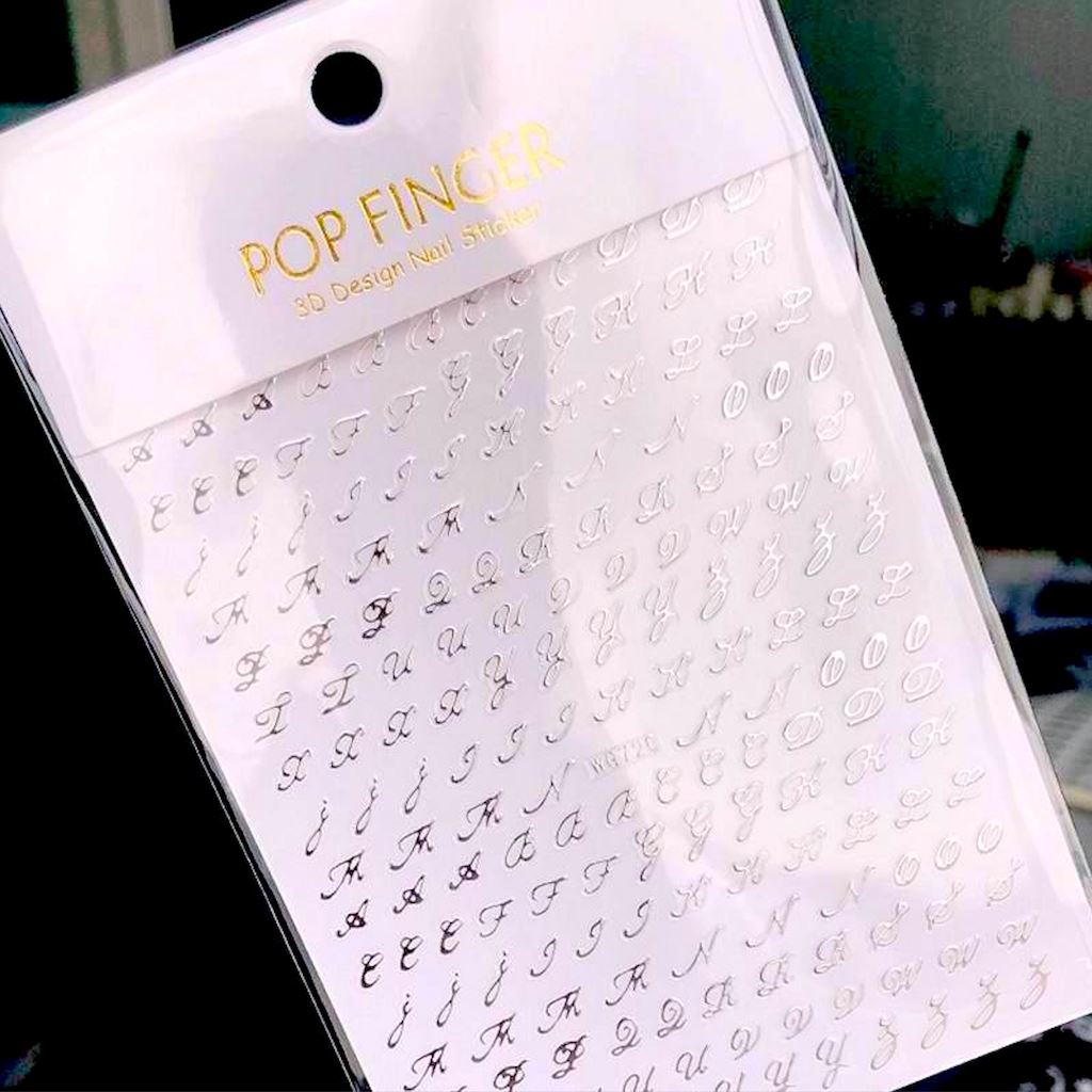 Nail Art Stickers - Bickham Script Letter Decals for Manicures | DIY Nail Design for Parties, Weddings & Special Occasions