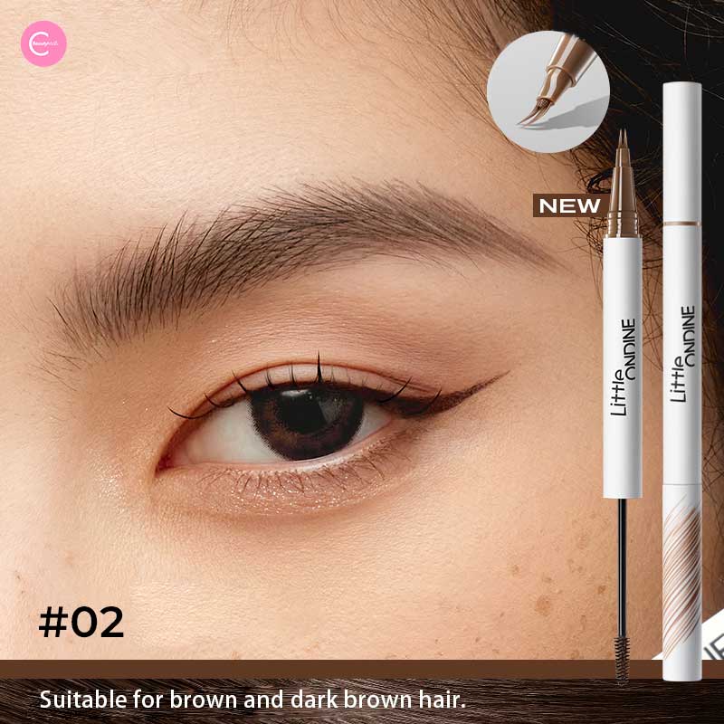 Little Ondine Dual Ended Waterproof Eyebrow Pencil - Long Lasting, Smudge Proof - Perfect for Daily Makeup & Special Occasions