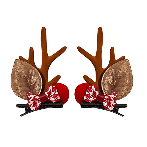 Cute Deer Antler Hair Clips for Women - Christmas Party Hair Accessories - Festive Holiday Headband for Xmas Costume, Family Gatherings & Photo Shoots (1 Pair, One Size)