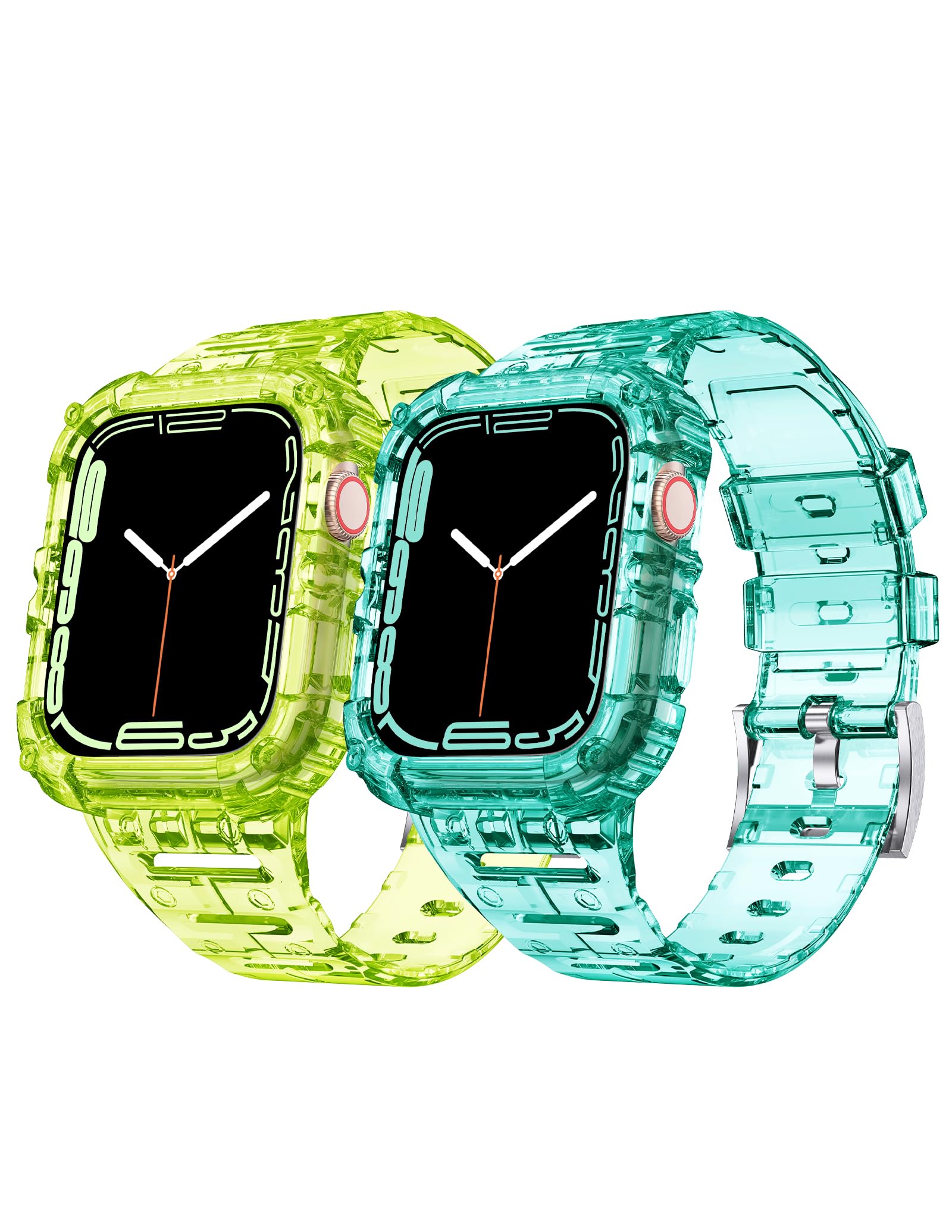 Clear Protective Case with Shockproof Band for Apple Watch Series 8/7/6/5/4/3/2/1 - Compatible with 38mm 40mm 41mm 42mm 44mm 45mm Models - Perfect for Sports, Workouts & Everyday Wear