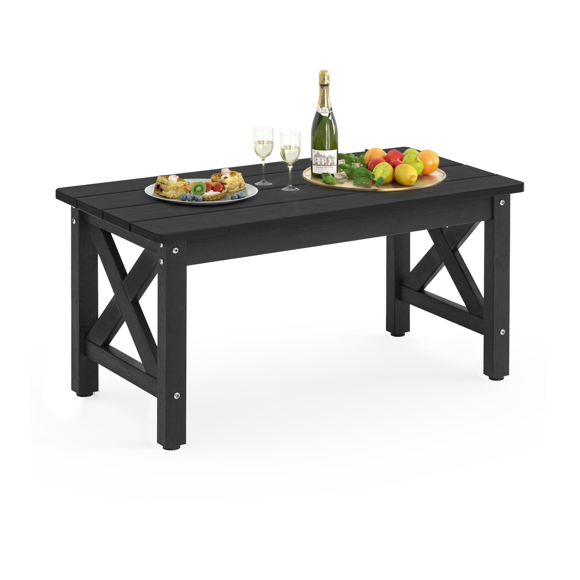 LUE BONA Outdoor Coffee Table for Patio - Rectangle All-Weather HDPS Patio Furniture for Deck, Porch, Lawn - Black | Perfect for Backyard Relaxation & Outdoor Entertaining
