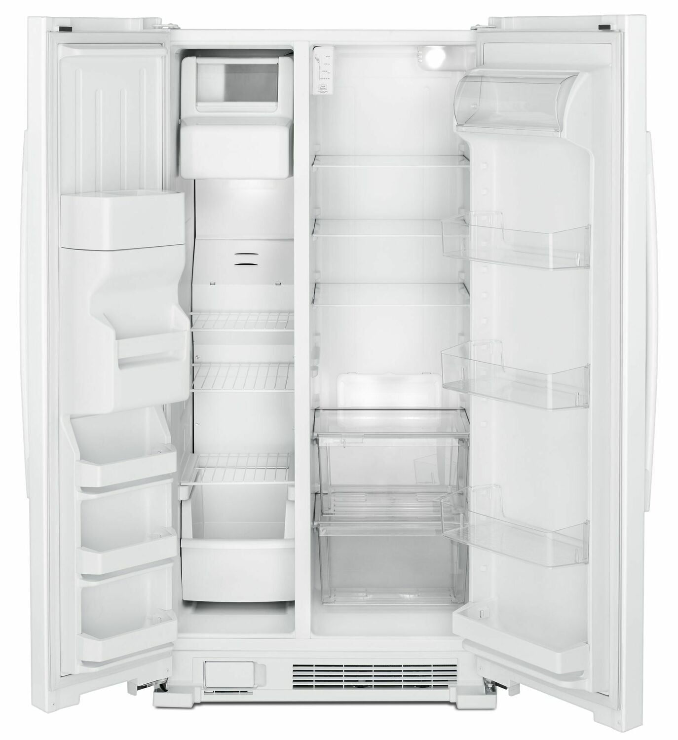 Amana ASI2175GRW 33 Inch Side by Side Refrigerator with Dual Pad External Ice and Water Dispenser - White | Energy Efficient Stainless Steel French Door Fridge for Kitchen, Office, or Basement | Perfect for Large Families and Entertaining