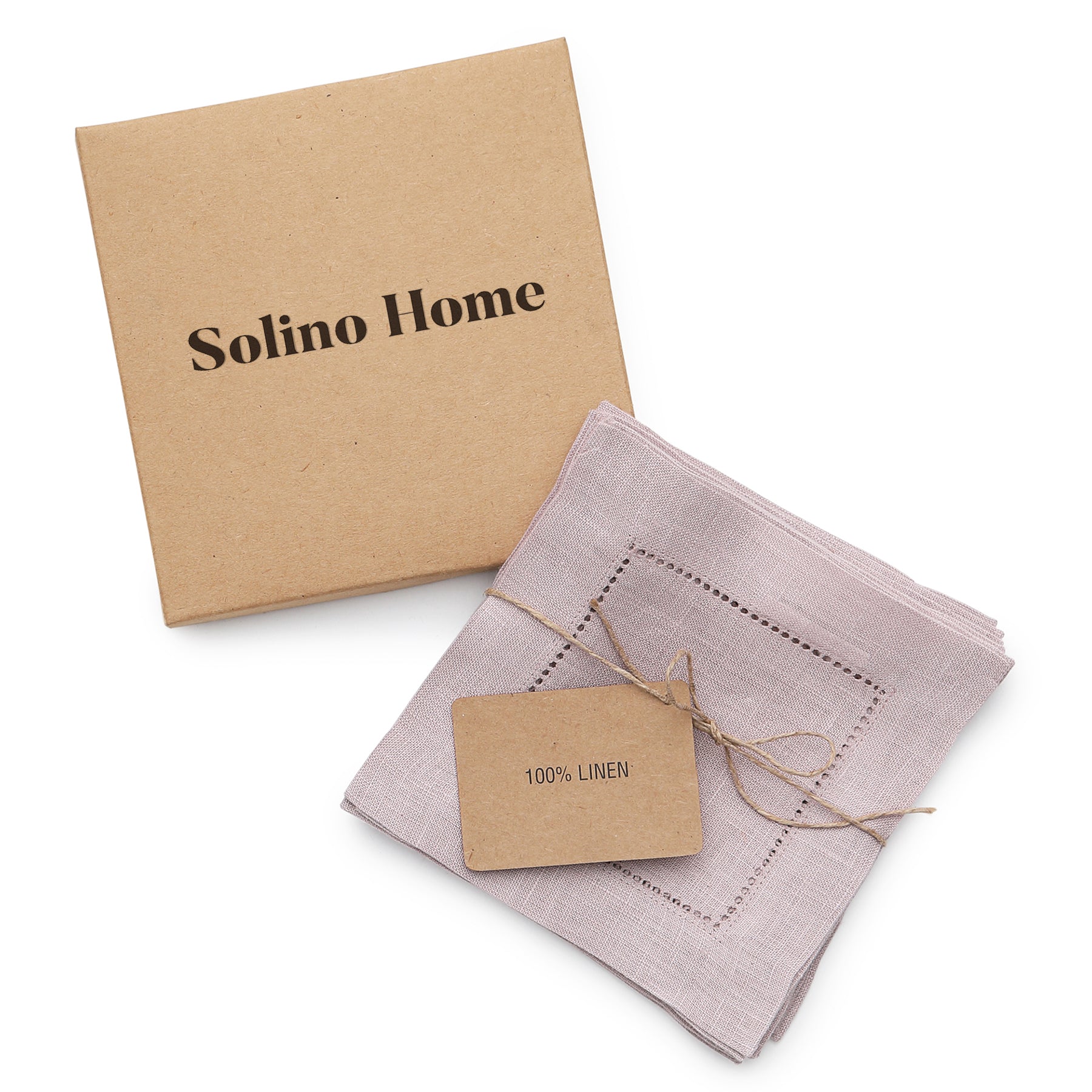Premium Classic Hemstitch Cocktail Napkins - Set of 12 White Linen Napkins for Parties, Weddings & Formal Dining - Elegant Drink Coasters for Home Bar & Dinner Table Decor