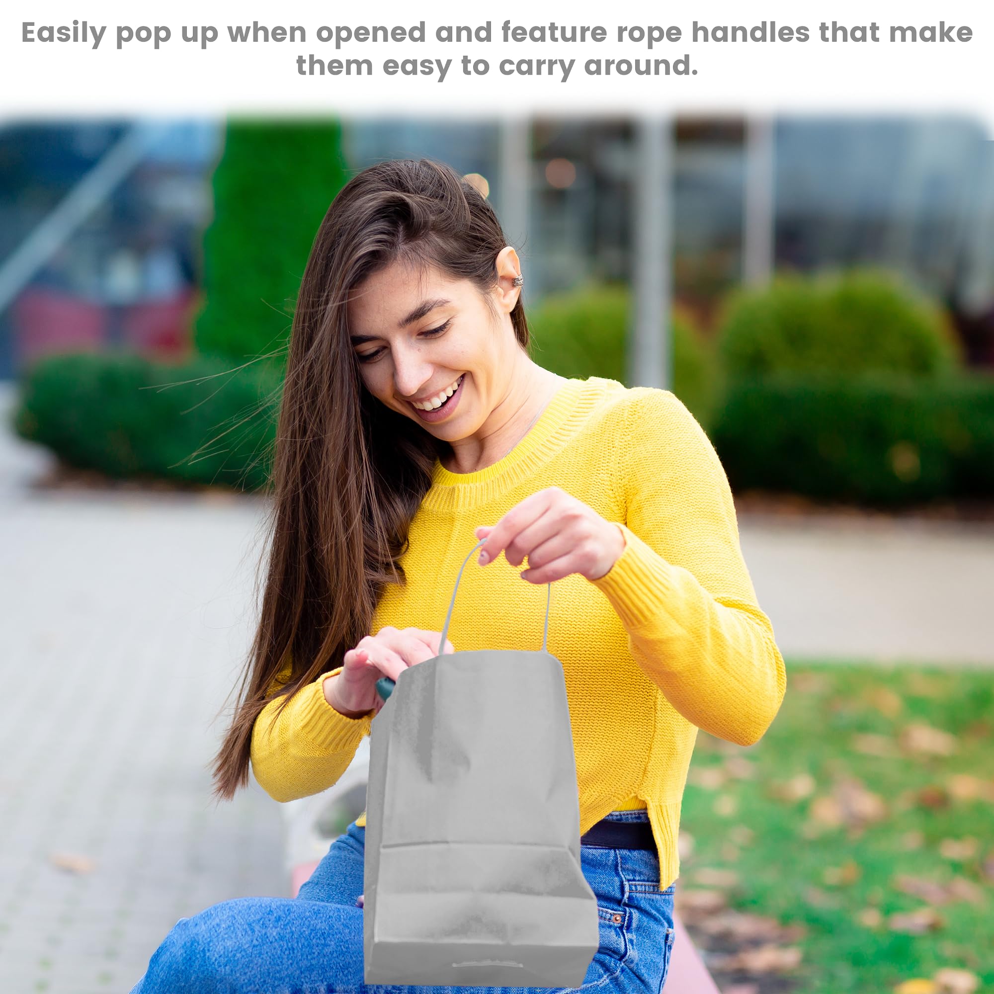 10 Pack Silver Gift Bags with Handles 9.25x3.75x7.25 Inches - Elegant Euro Tote Paper Bags for Business, Shopping, Birthday & Party Favors | Perfect for Groceries, Retail Packaging & Personal Gift Giving