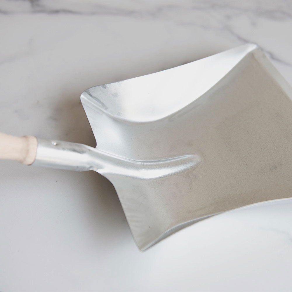 Stainless Steel Metal Dustpan with Long Handle - Heavy Duty for Home, Garage, Office & Outdoor Cleaning