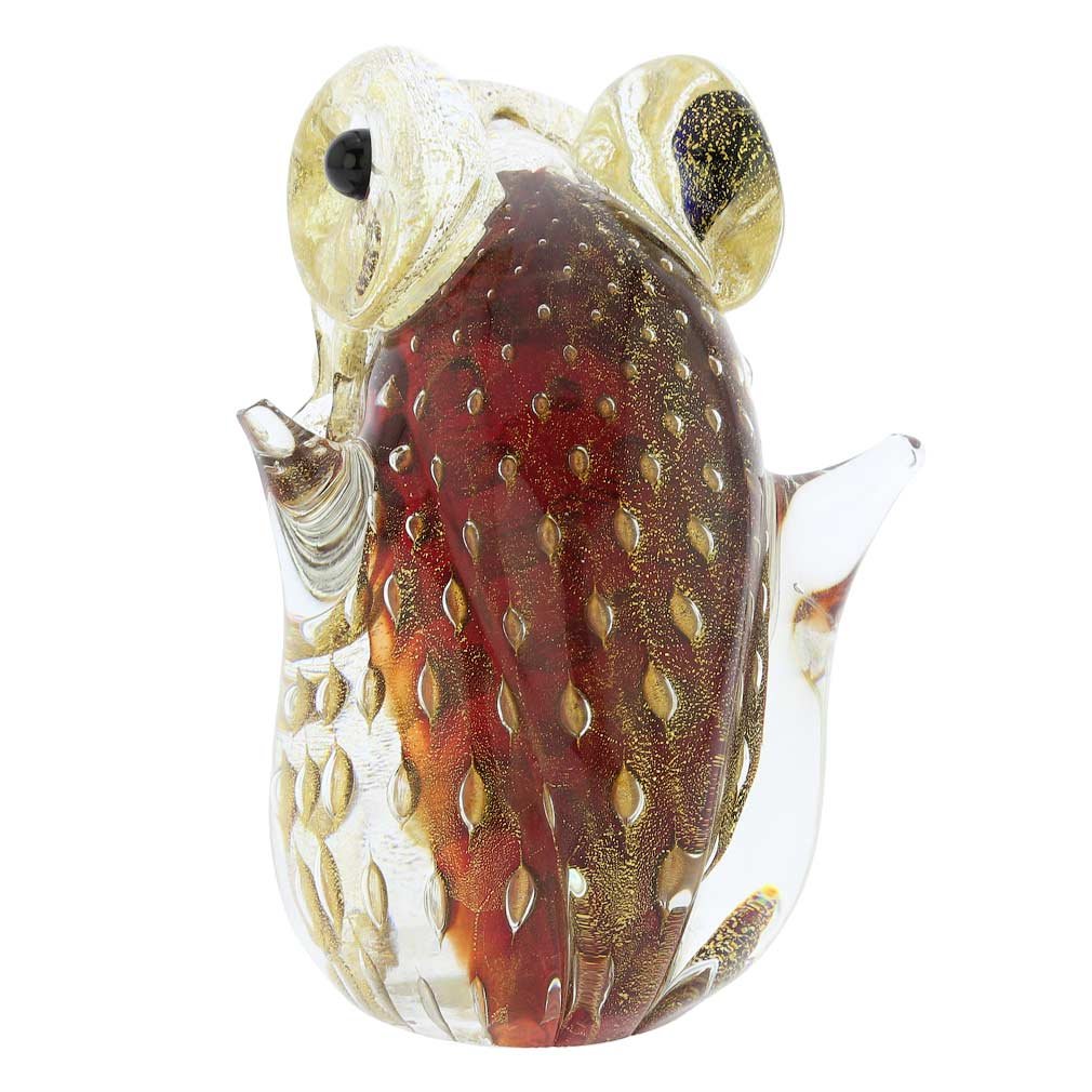Authentic Murano Glass Bullicante Frog Figurine - Handmade in Venice, Italy - Vibrant Red Art Piece for Home Decor, Gift, or Collectible - Perfect for Shelf Display, Office Decor, and Italian Art Lovers