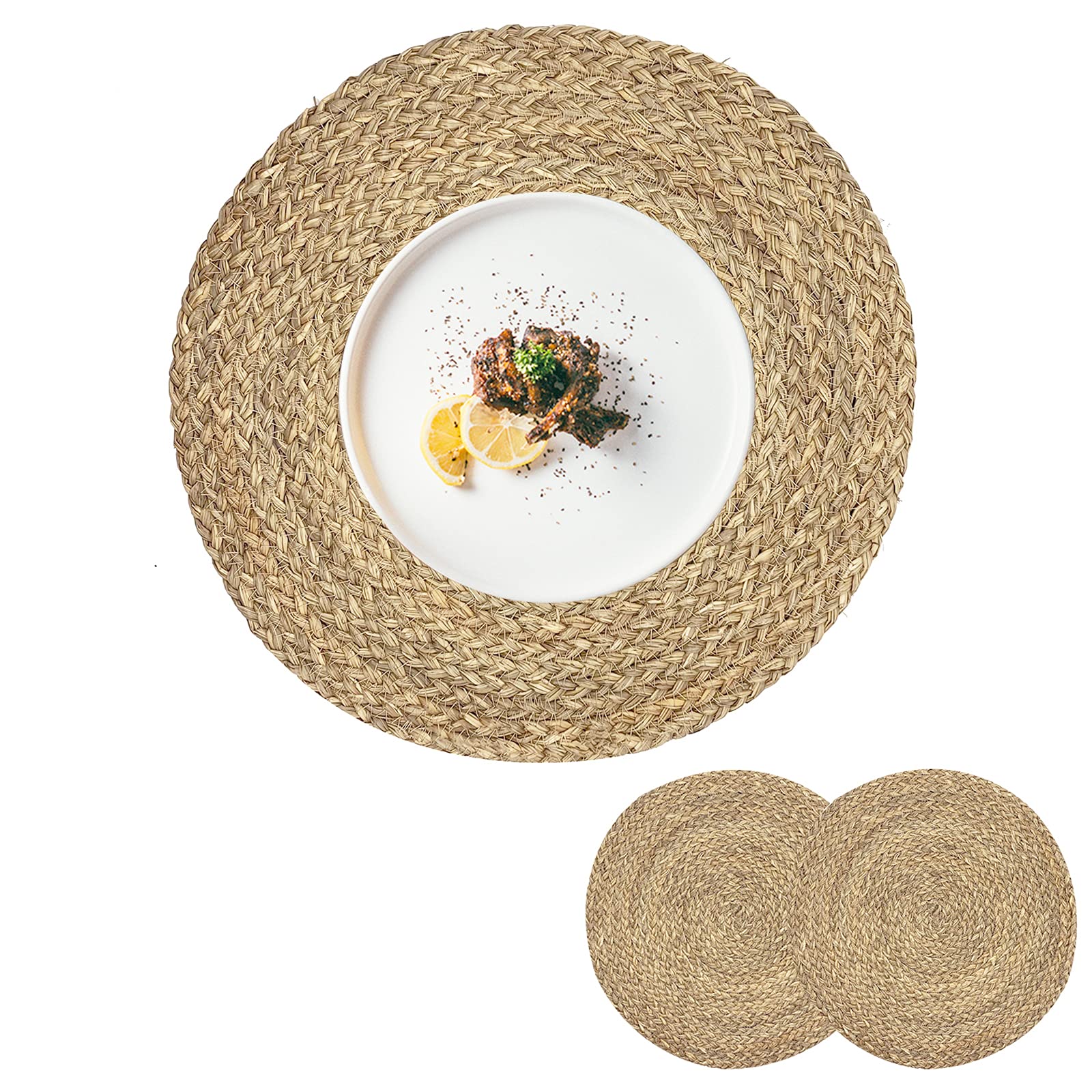 Natural Straw Woven Placemats Set of 2 - 14.17