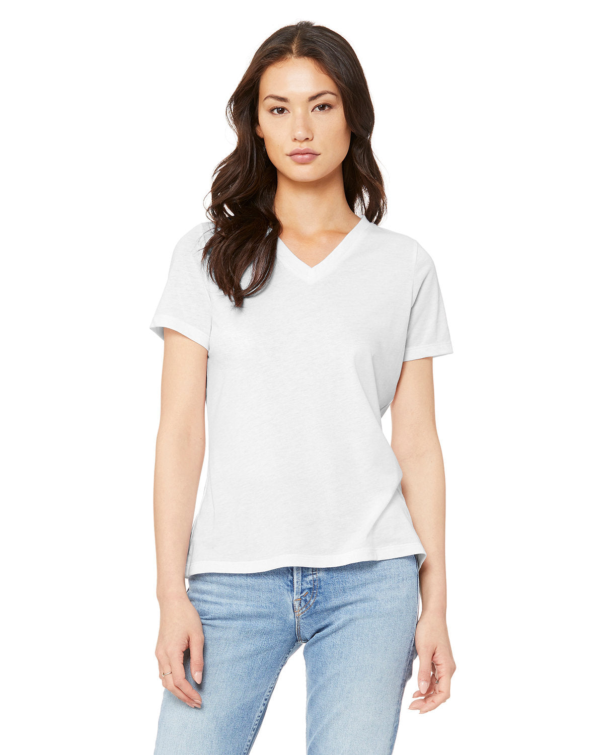 Bella + Canvas 6405 Women's Relaxed Fit Jersey V-Neck T-Shirt - Soft Comfortable Casual Tee for Everyday Wear, Workout & Lounge