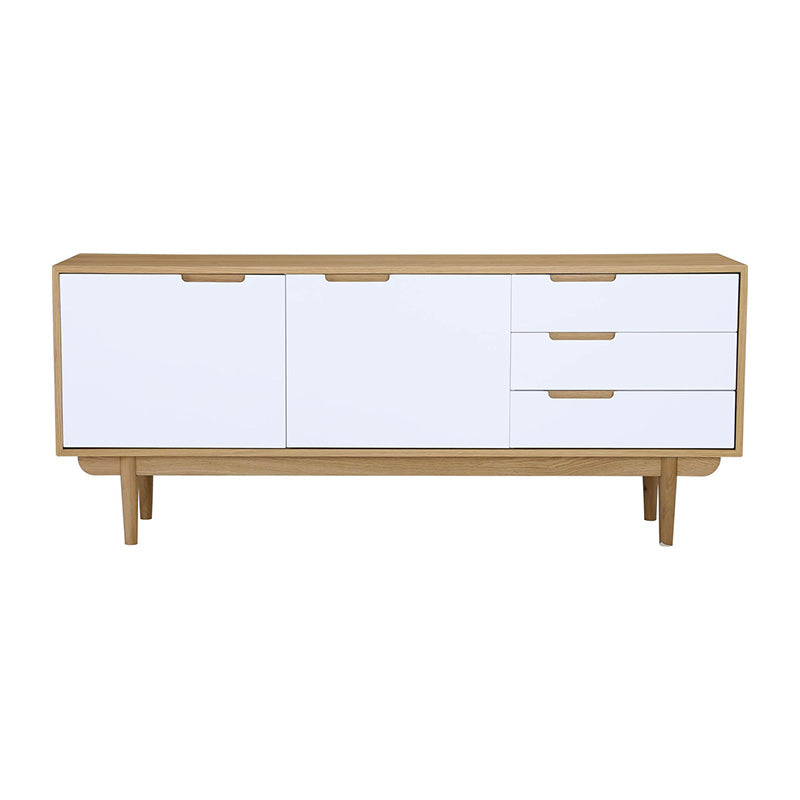 NAKULA 180cm Sideboard Buffet Cabinet with 2 Doors - Natural Wood & White Finish for Dining Room Storage | Modern Console Table for Living Room & Hallway