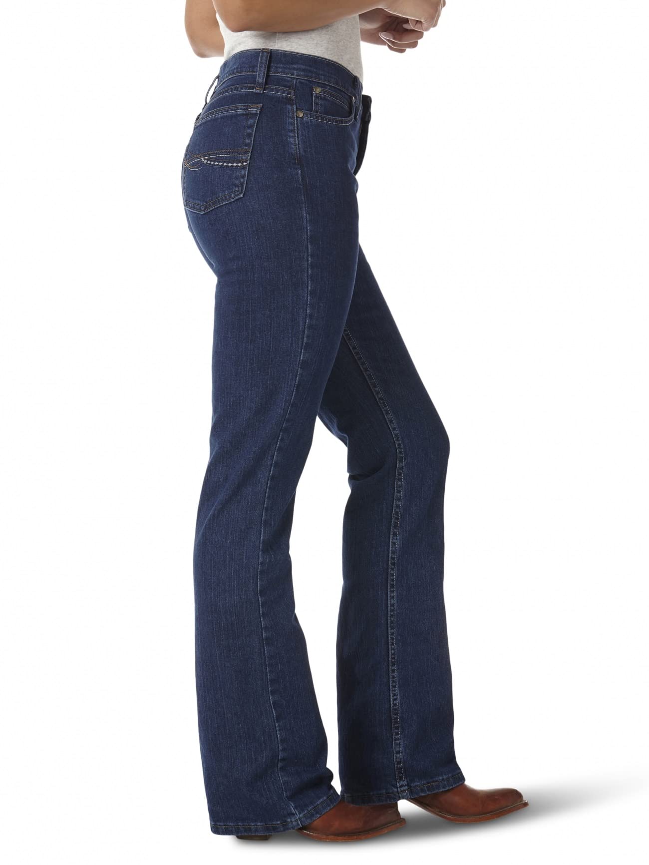 Wrangler Women's Classic Fit Mid Rise Boot Cut Jean - Comfortable Denim Pants for Casual Wear, Work & Outdoor Activities