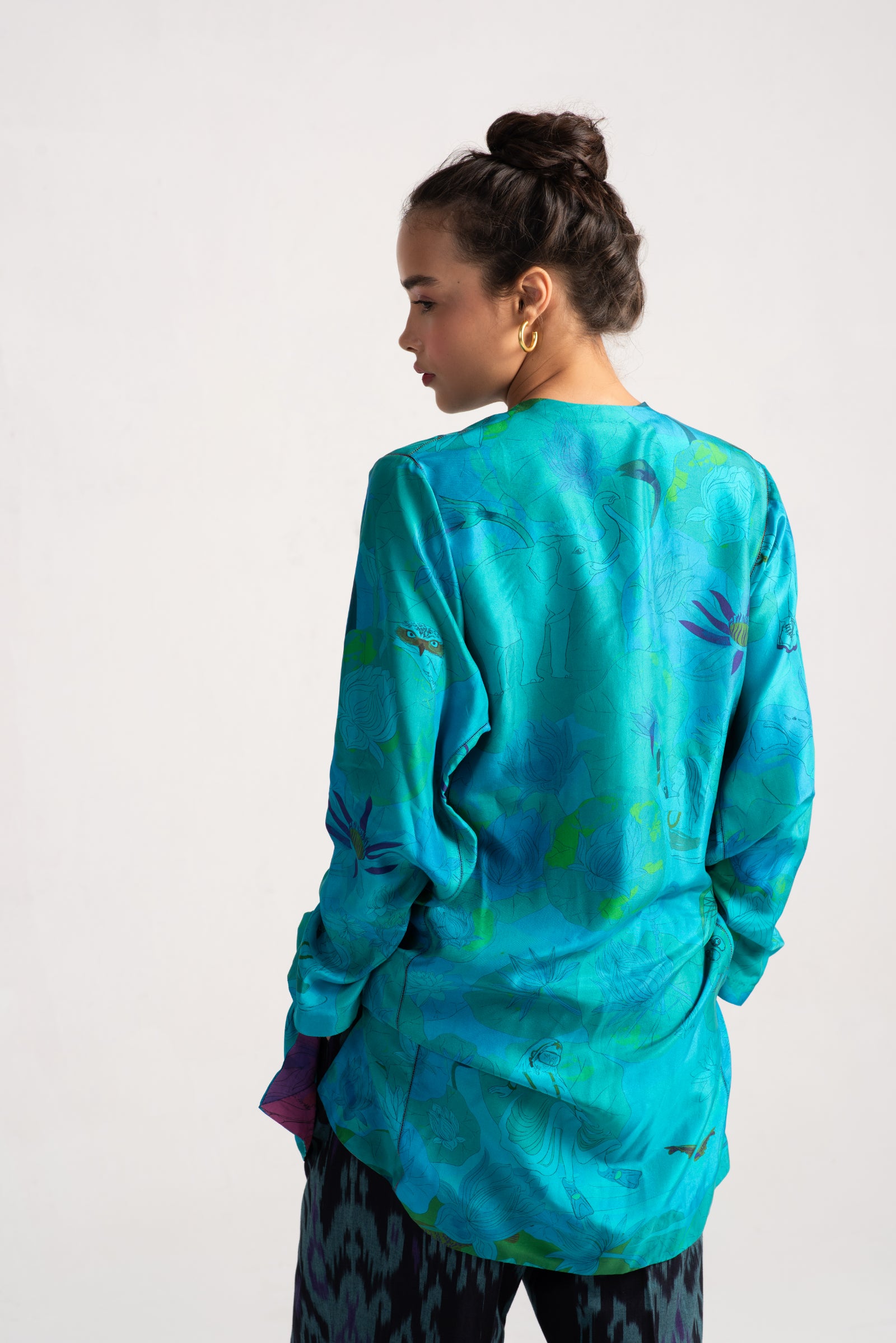 Kavita Women's Silk Kurta in Aqua Blue - Elegant Indian Tunic for Casual Wear, Festivals & Special Occasions